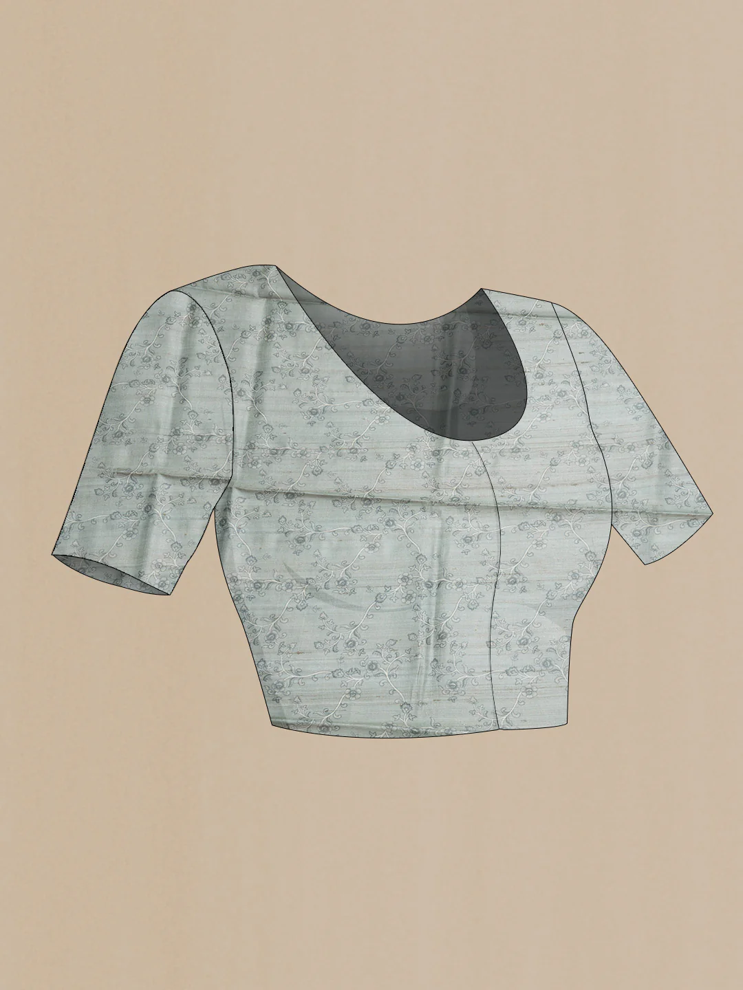 Grey Dual Tone Tussar Silk Saree - Image 4