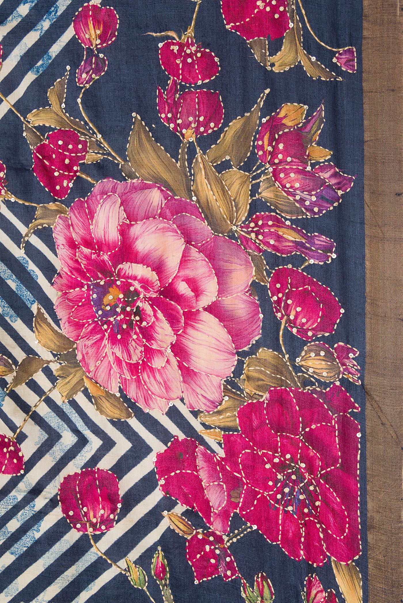Multi Color Tussar Silk Saree - Image 3