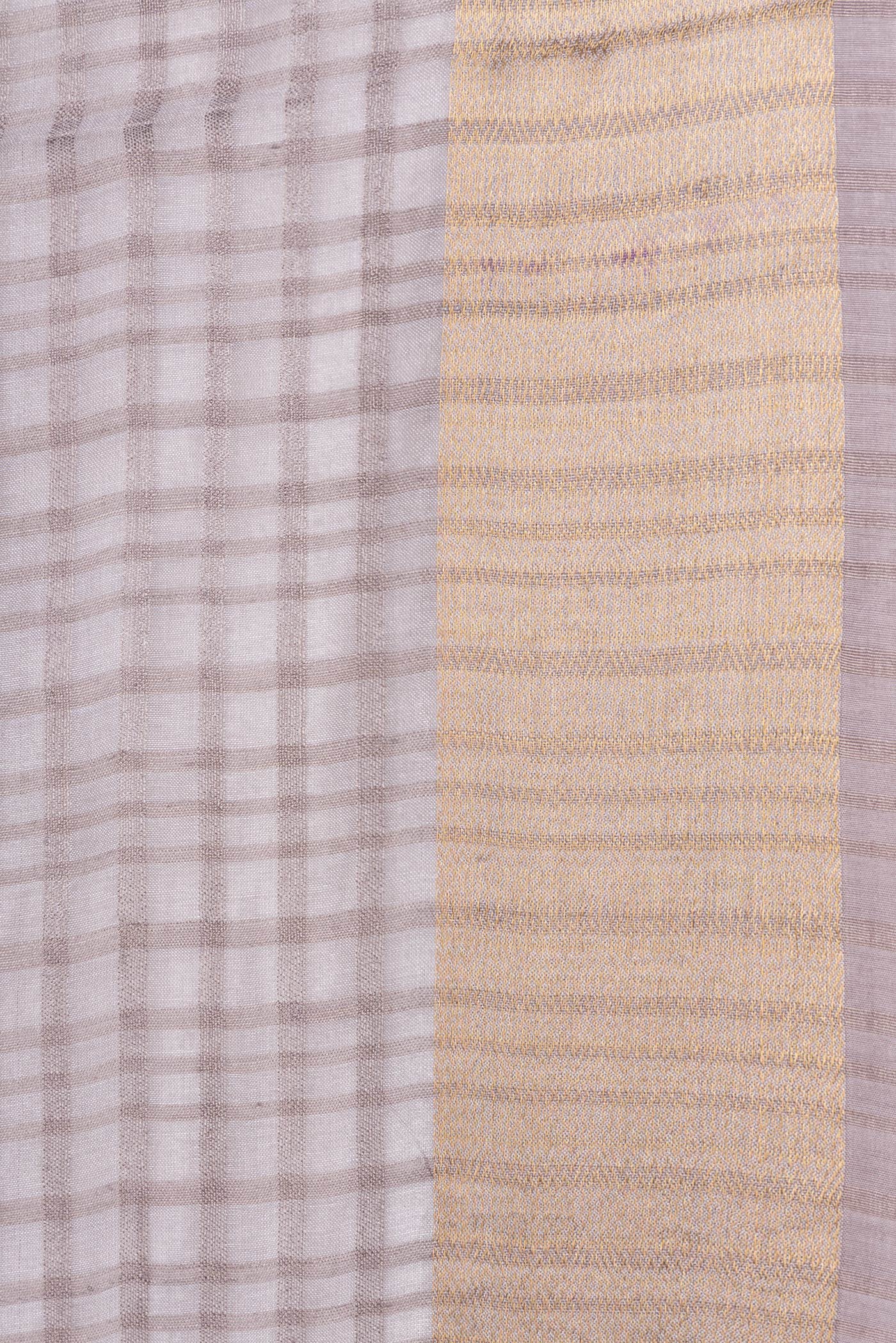 Grey with Brown Color Tussar Silk Saree - Image 3