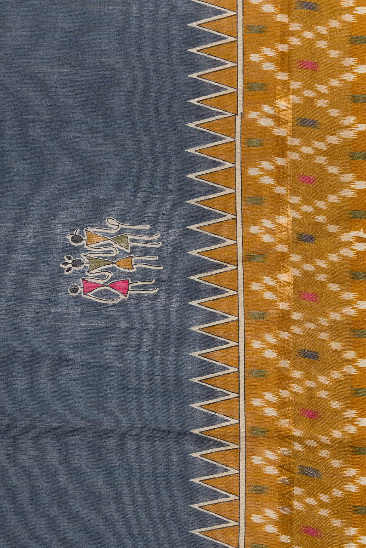 Grey Tussar Silk Saree - Image 3