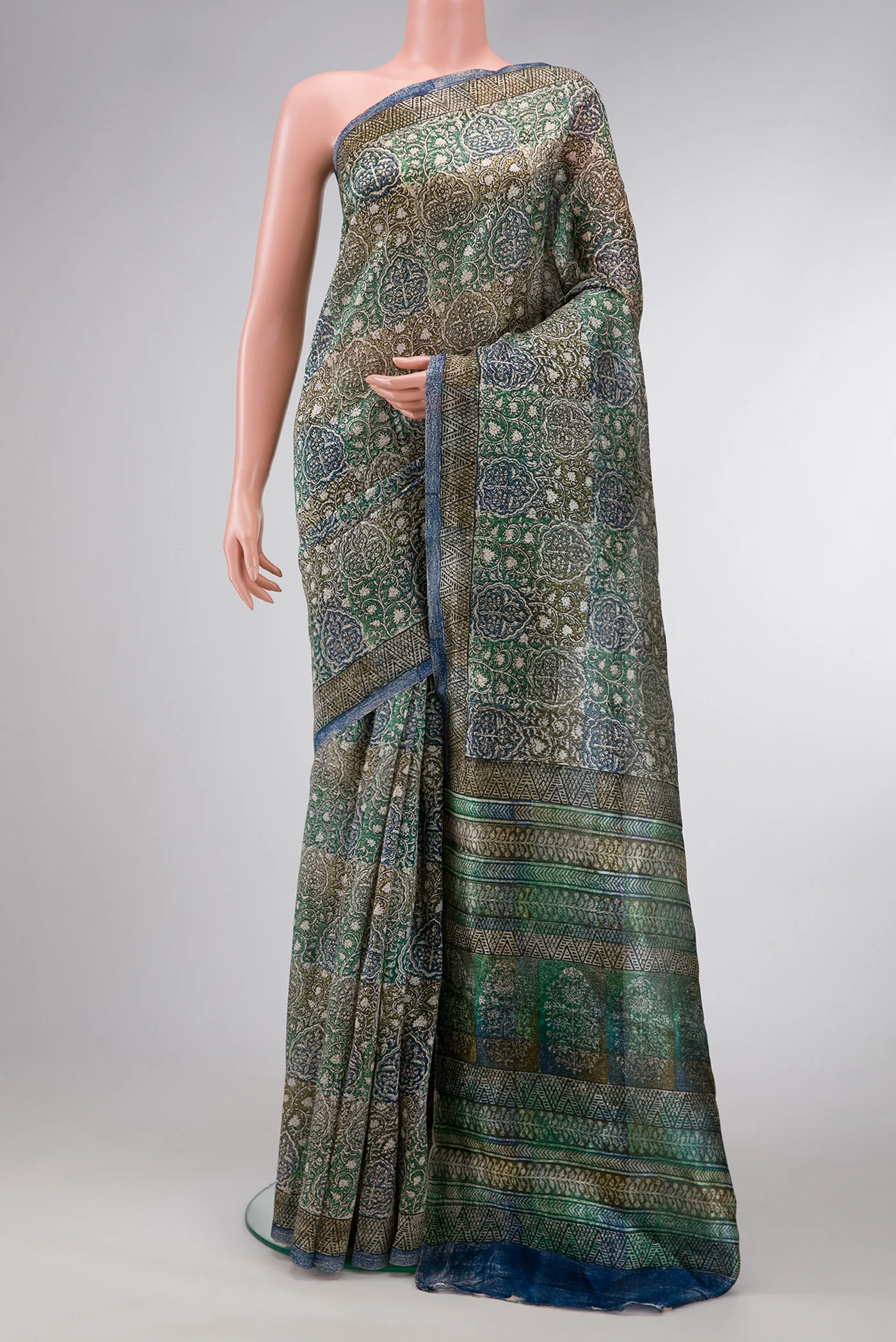 Multi Color Printed Silk Saree