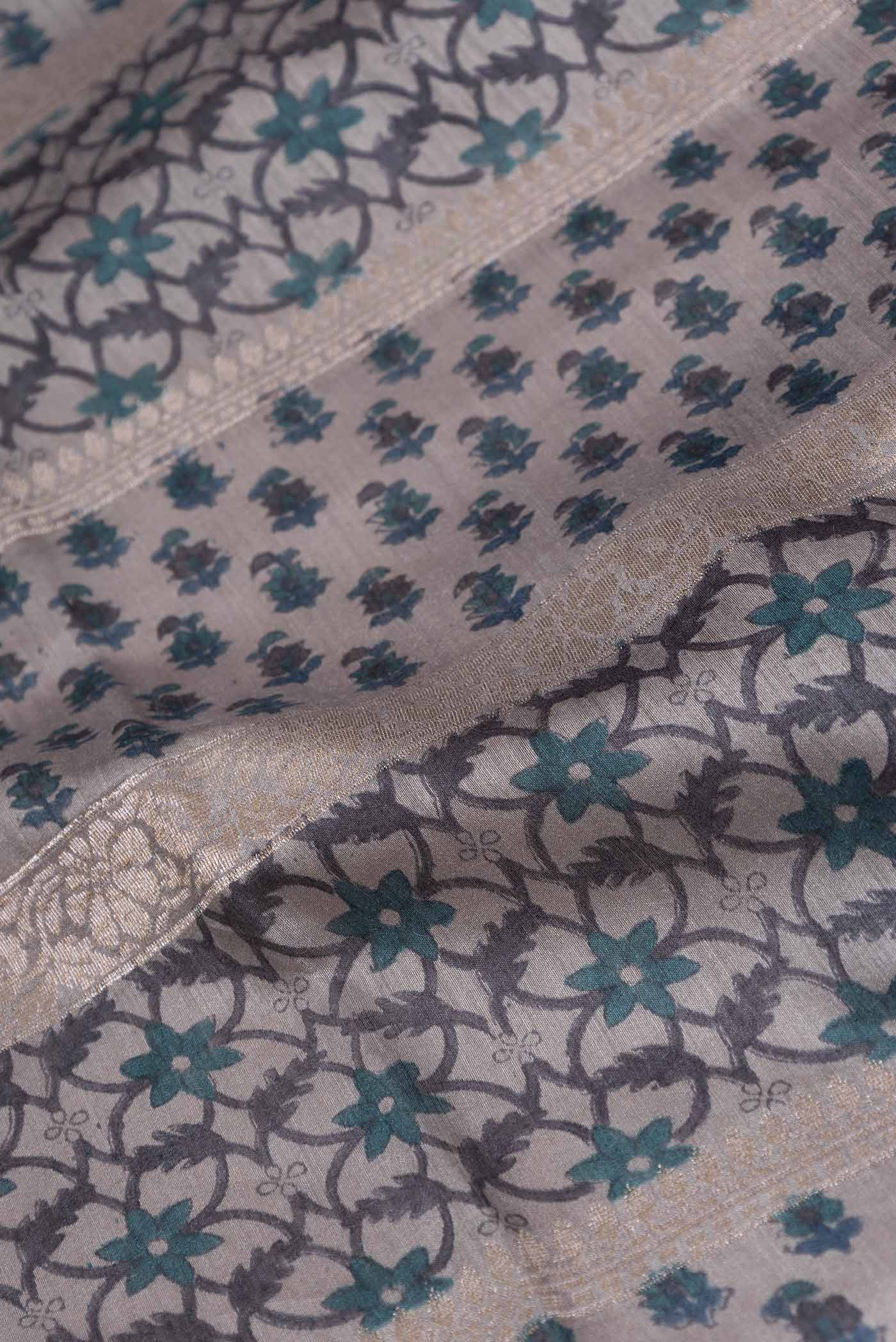 Grey Dual Tone Tussar Silk Saree - Image 2