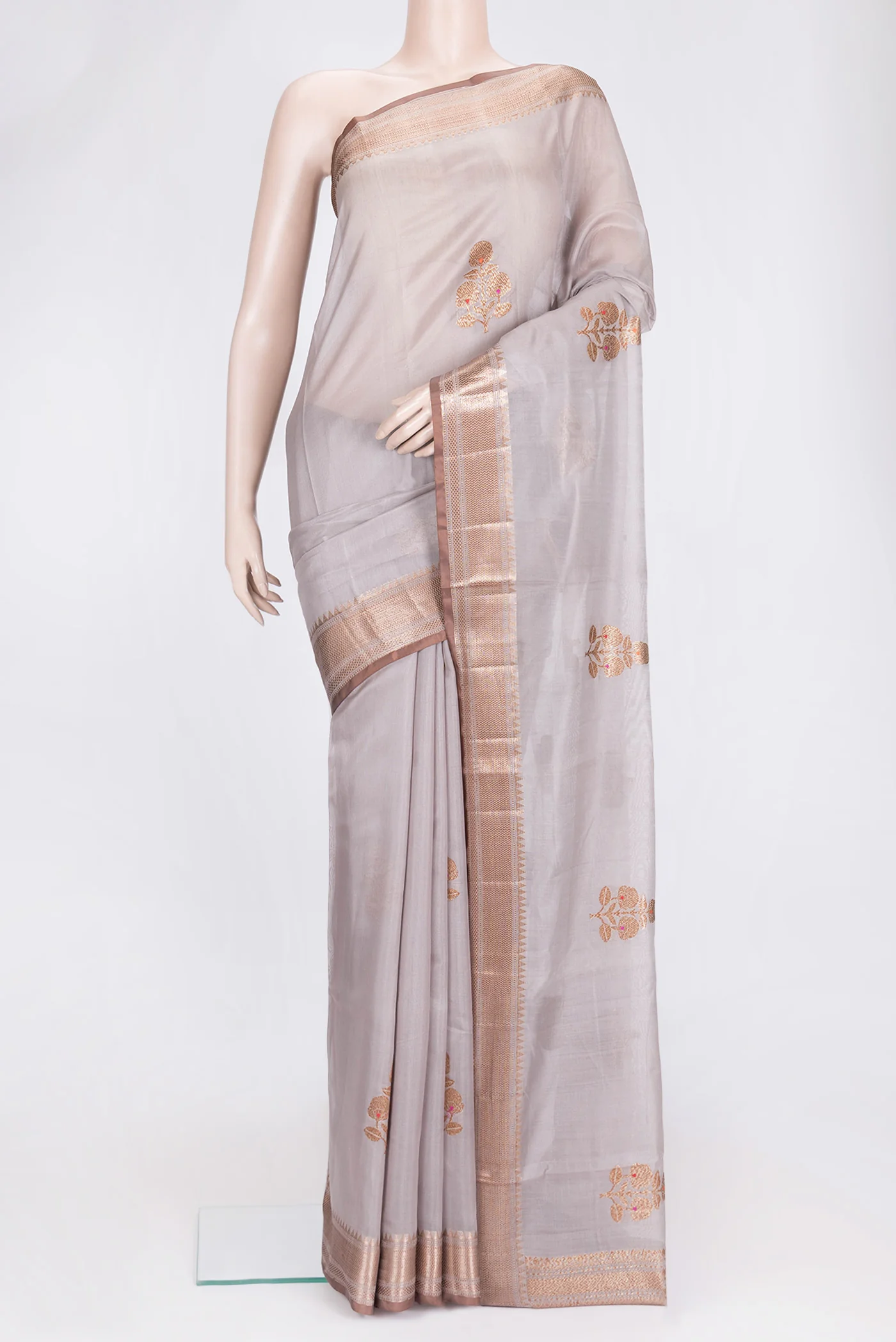 Lilac Tussar Silk Saree
