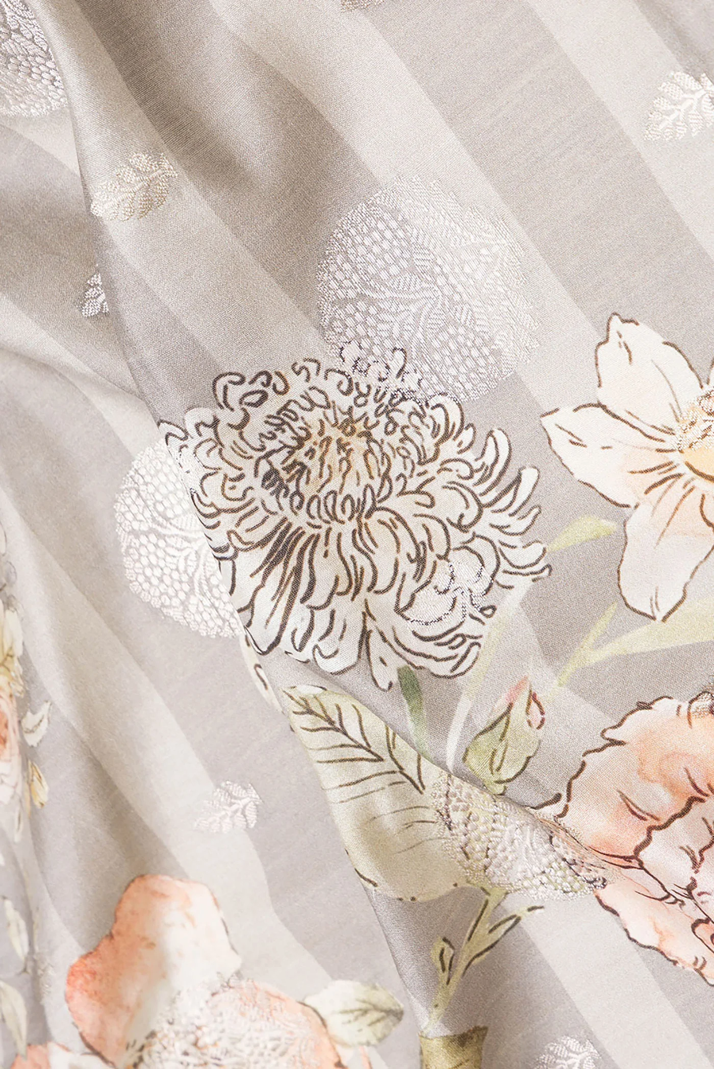 Grey Banarasi Raw Silk Saree - Image 2