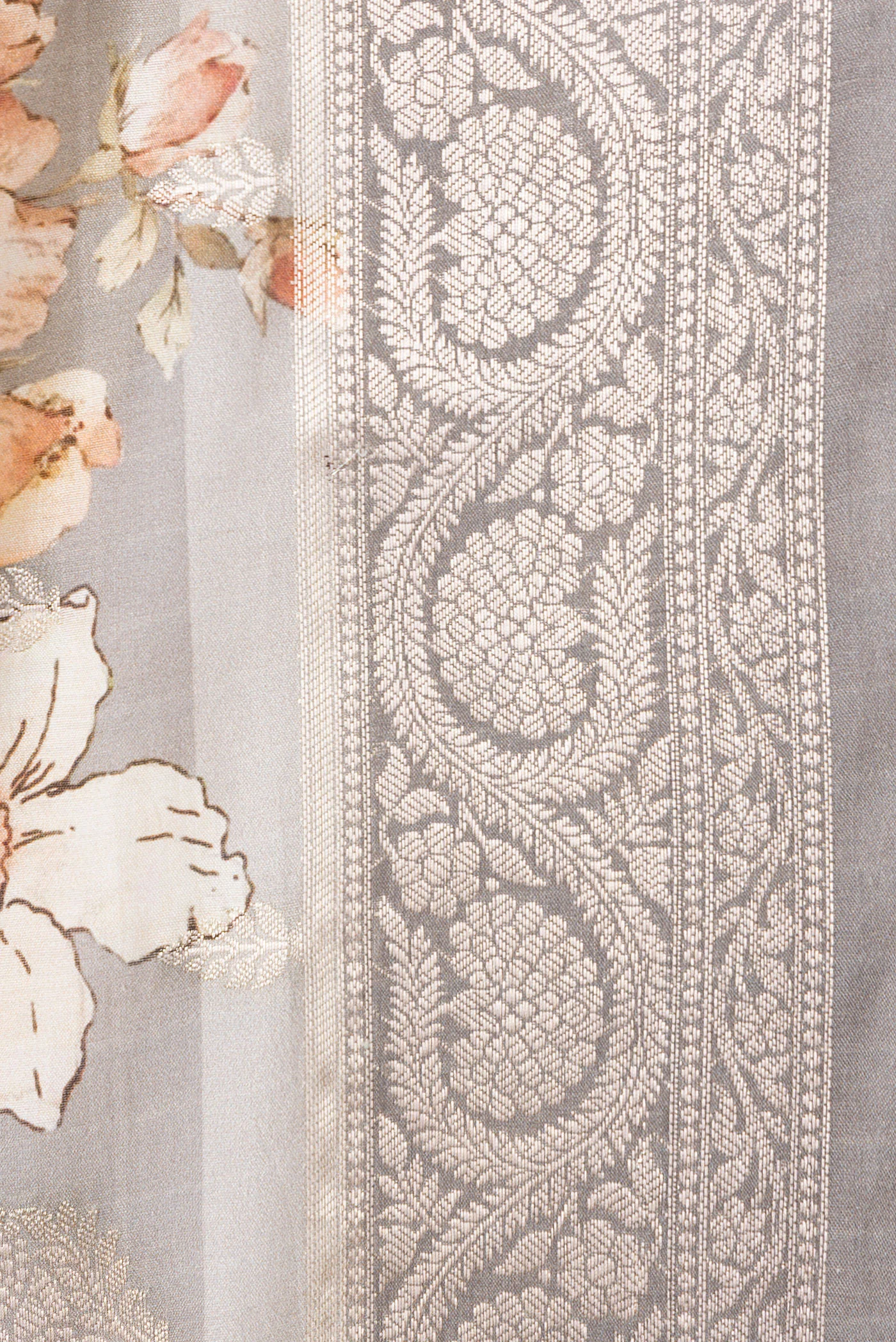 Grey Banarasi Raw Silk Saree - Image 3