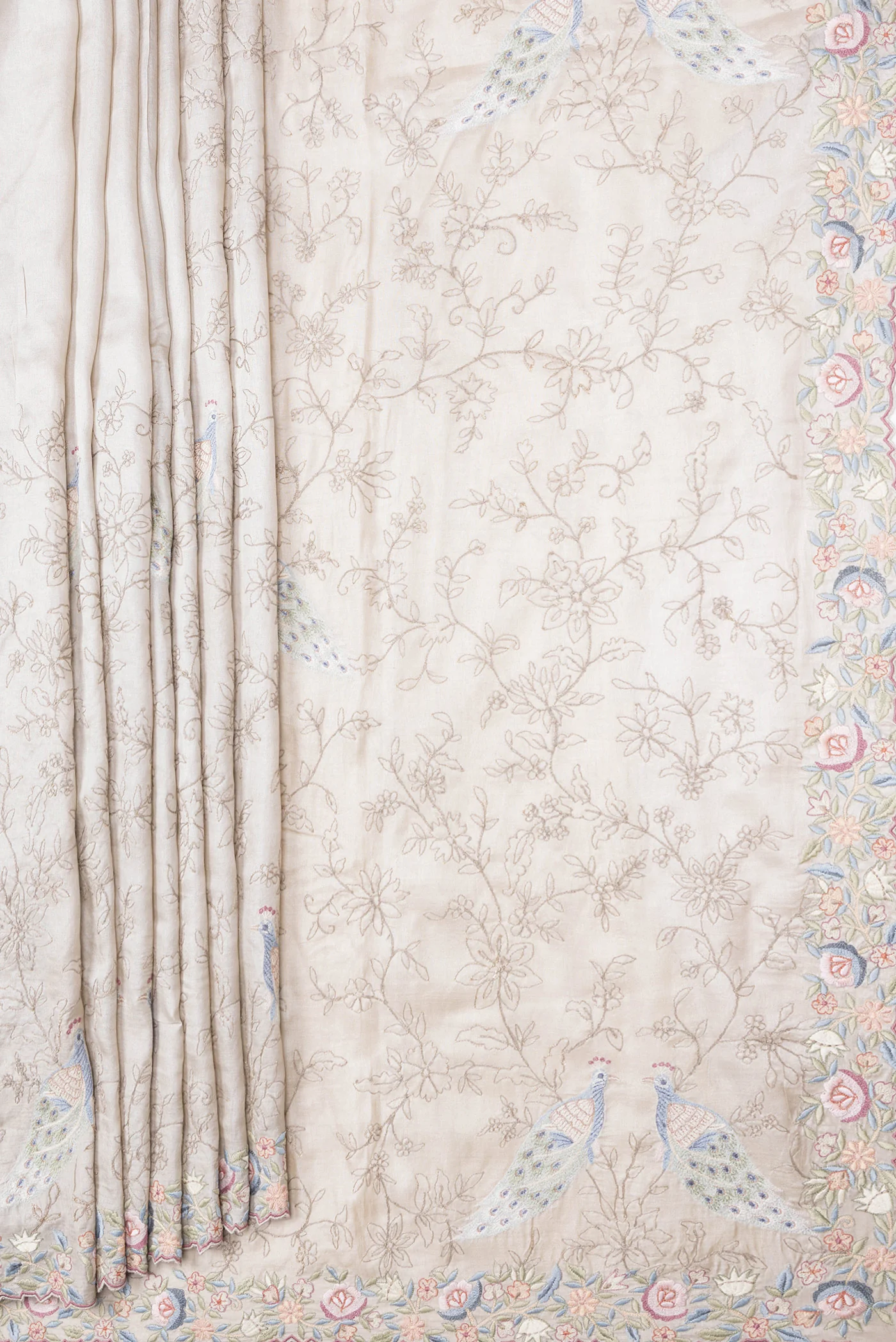 Grey Dual Tone Tussar Silk Saree - Image 4