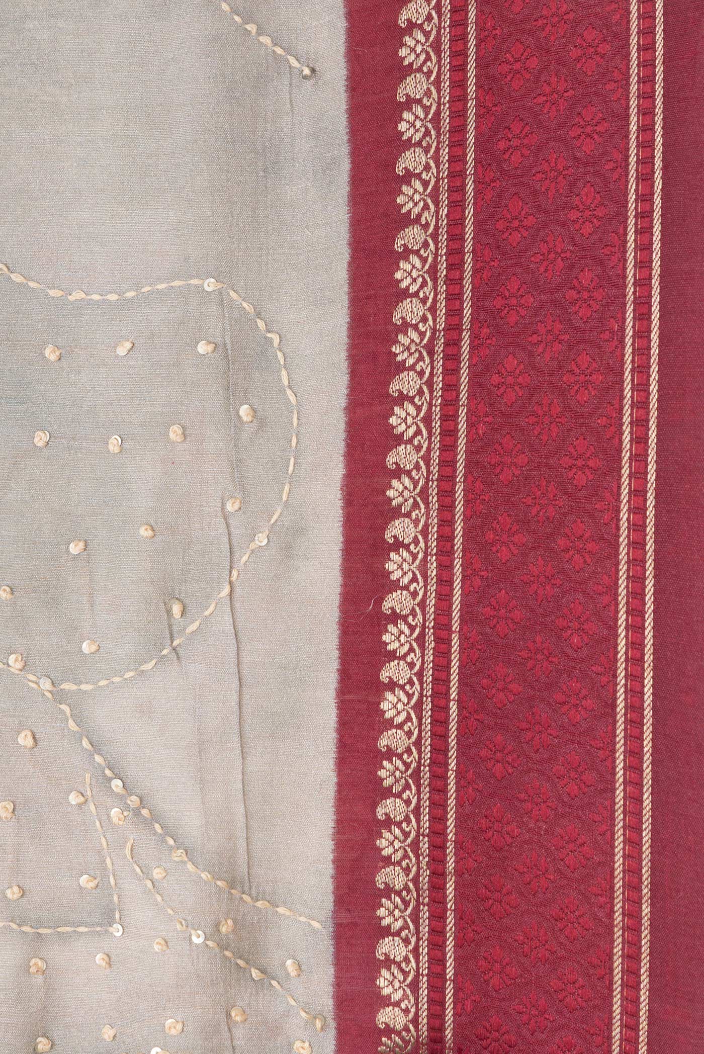 Grey Dual Tone Tussar Silk Saree - Image 3