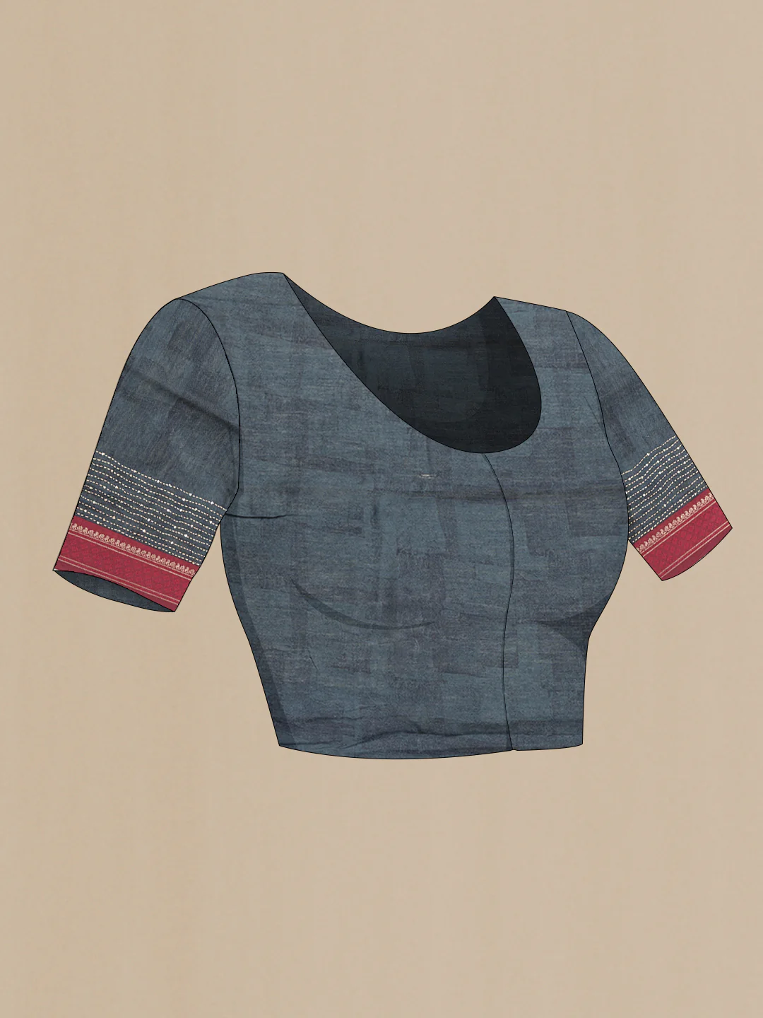Grey Dual Tone Tussar Silk Saree - Image 4