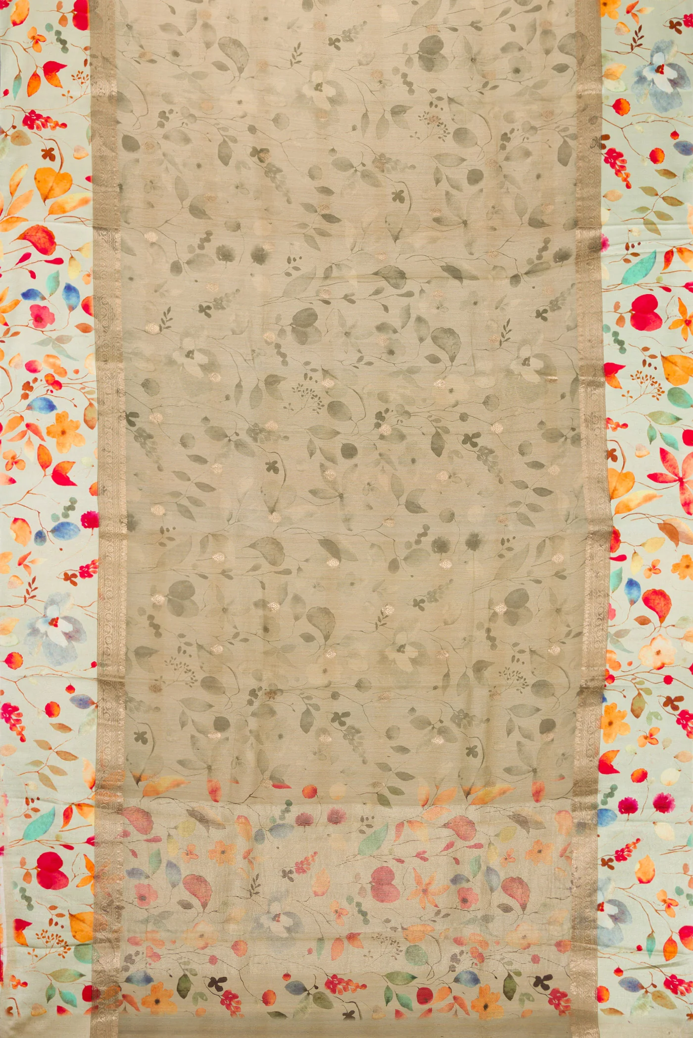 Beige Tussar Silk Saree - Image 6