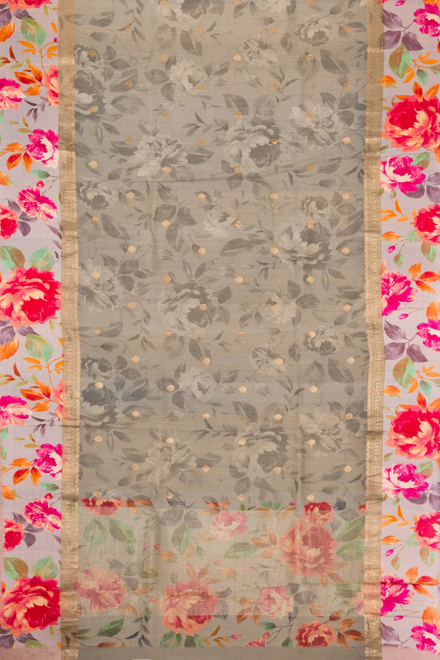 Grey Tussar Silk Saree - Image 6