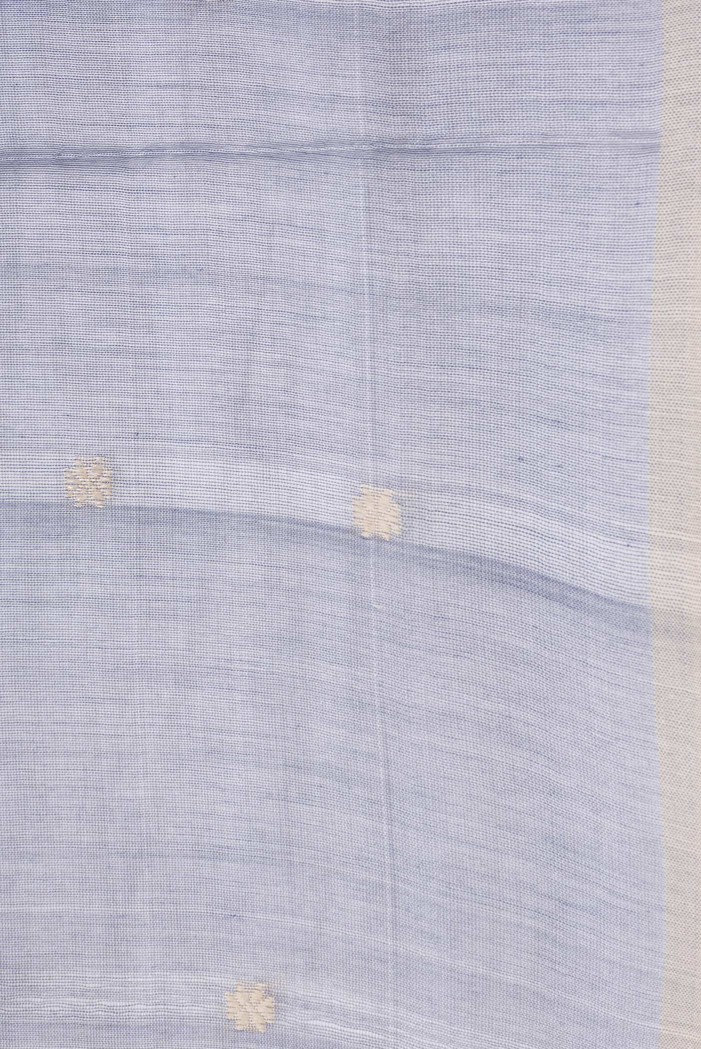 Blue Grey Chanderi Tissue Silk Cotton Saree - Image 3