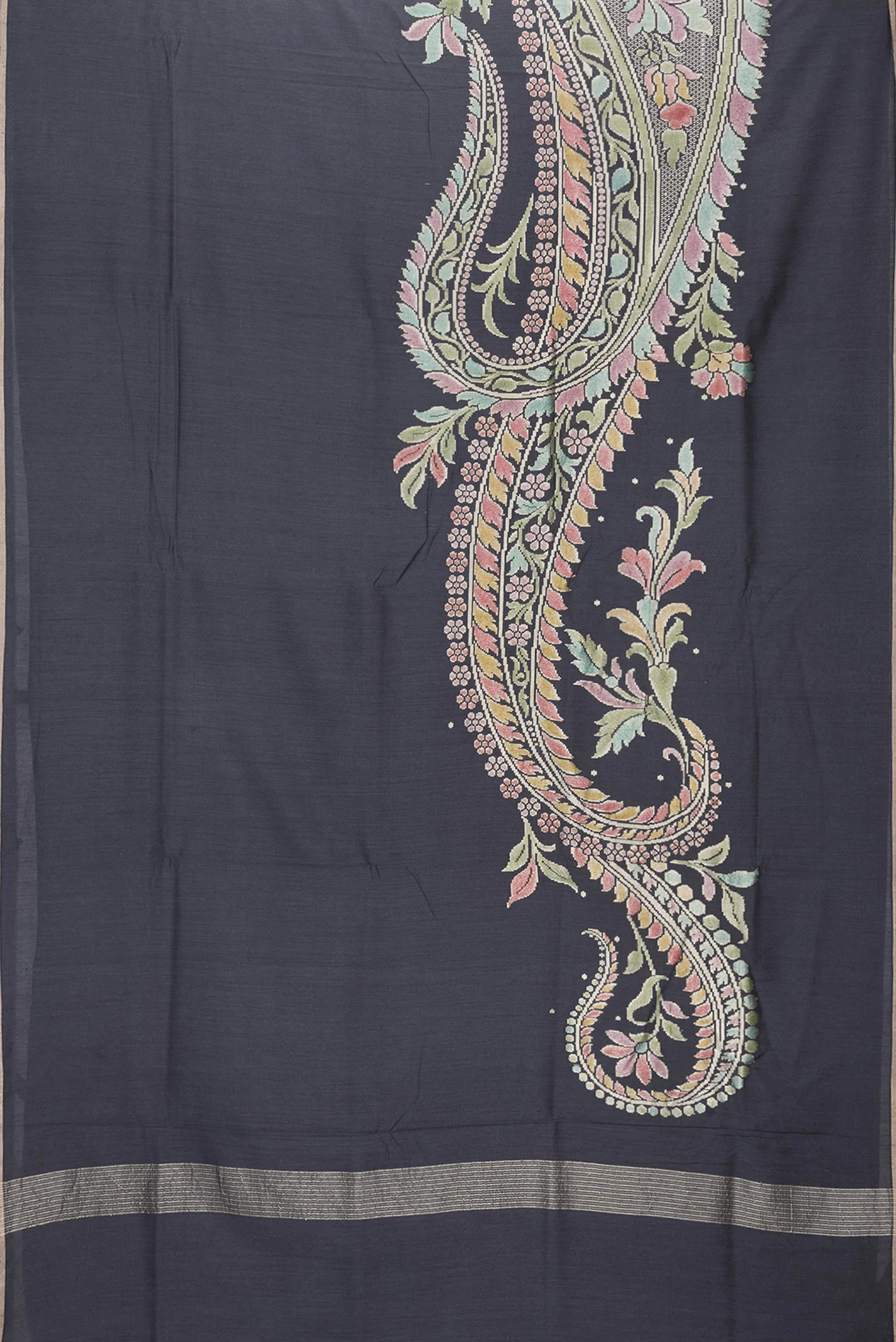 Black Tussar Silk Saree - Image 6