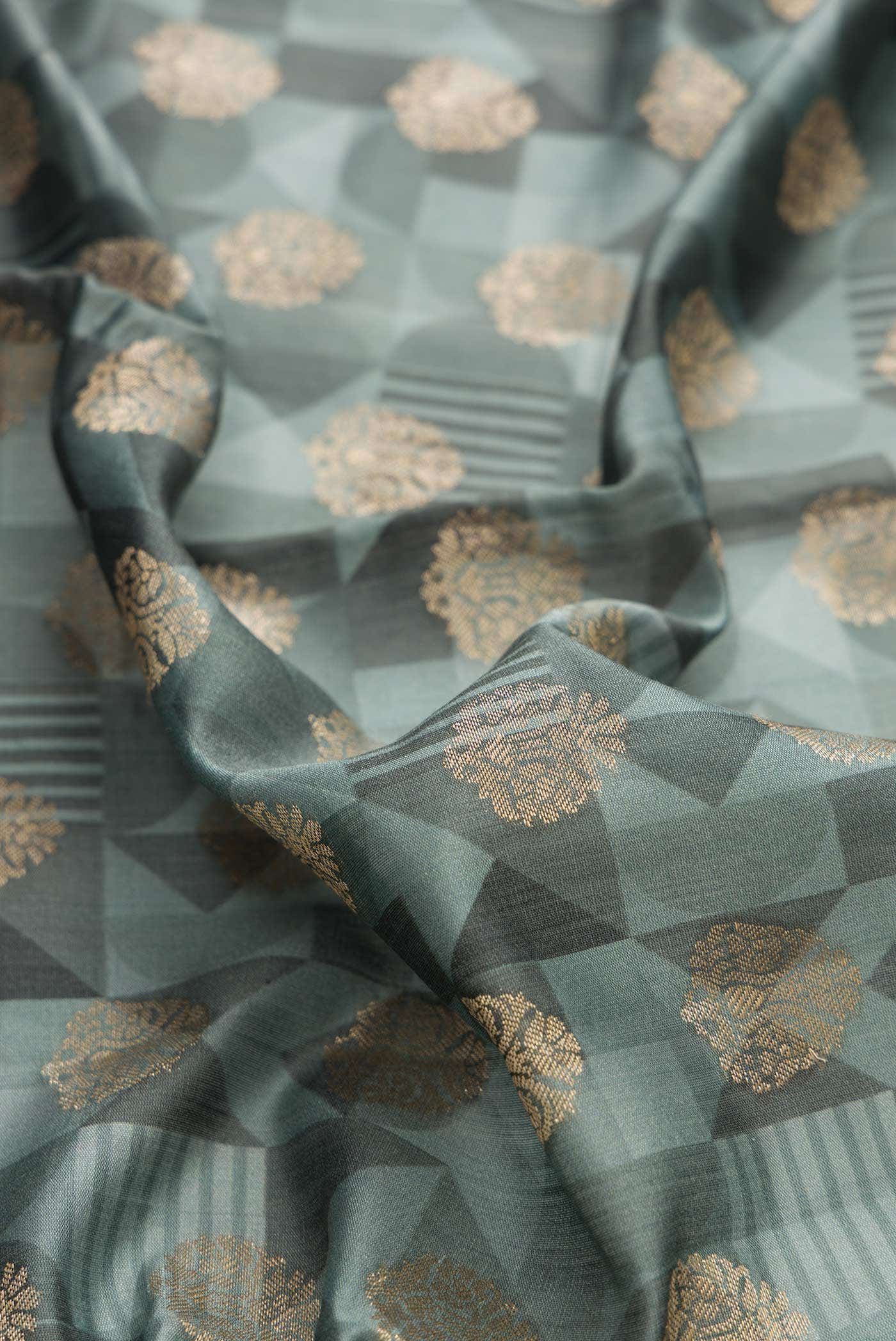 Grey Dual Tone Tussar Silk Saree - Image 2