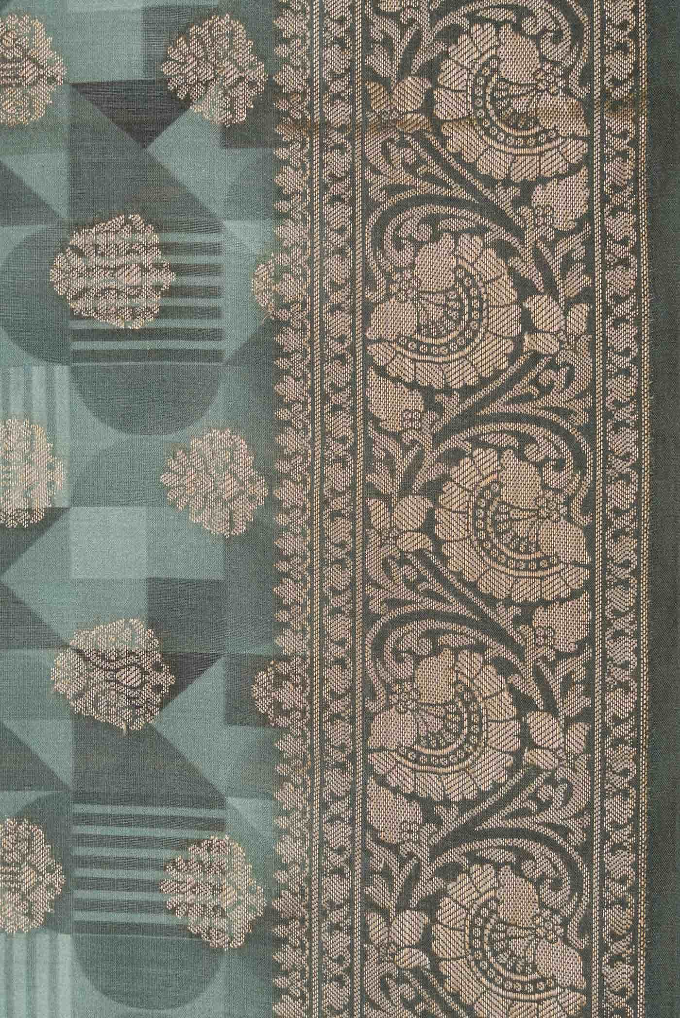 Grey Dual Tone Tussar Silk Saree - Image 3