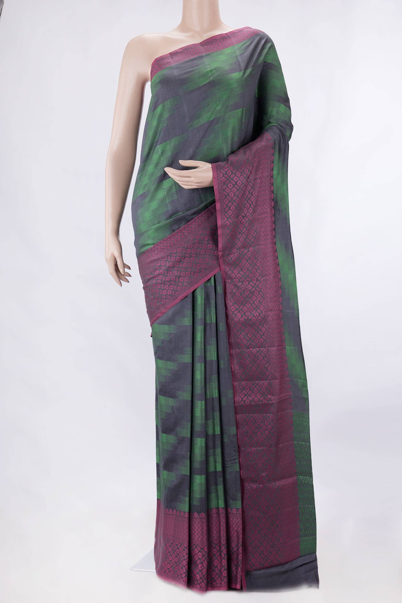 Grey Dual Tone Tussar Silk Saree