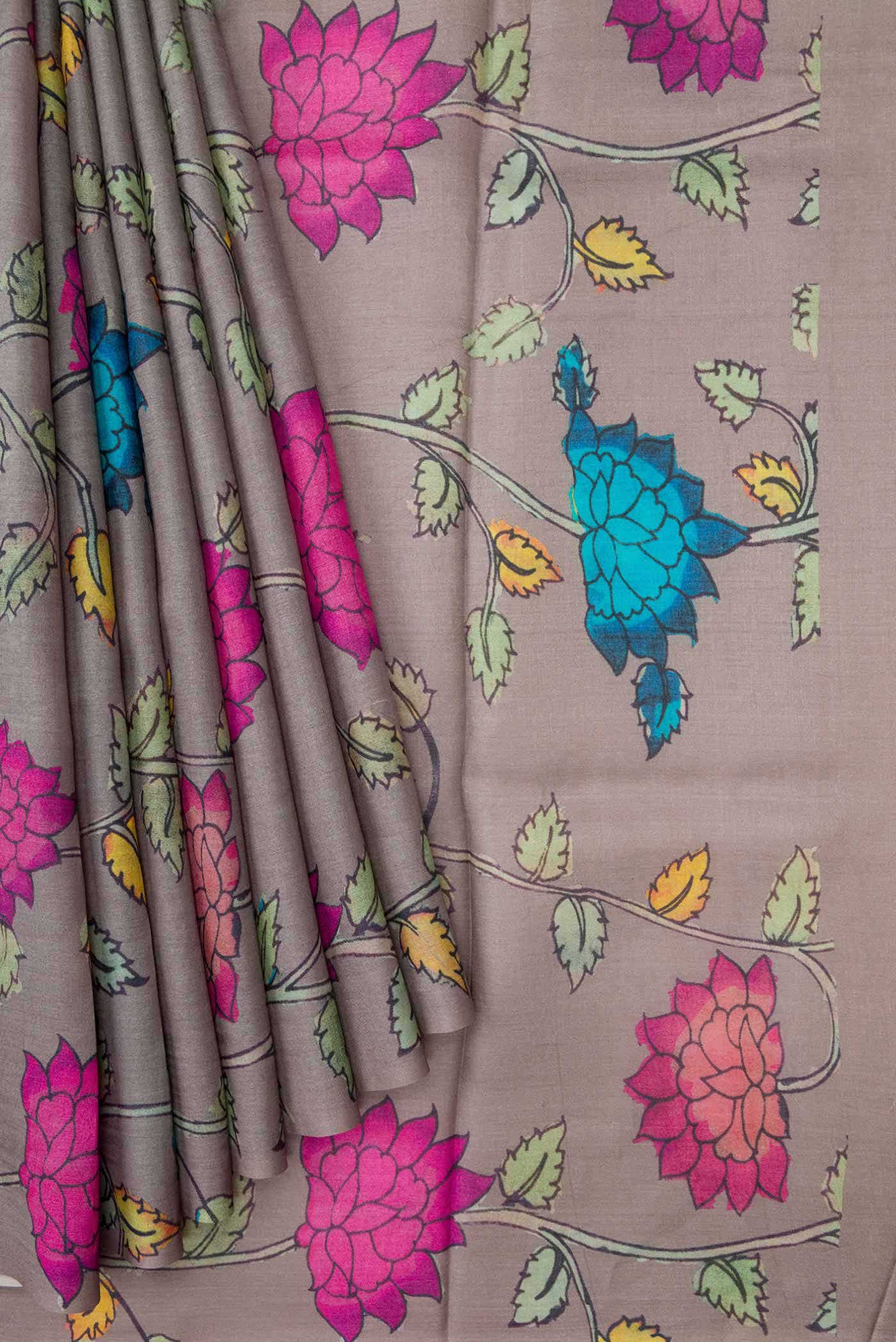 Grey Dual Tone Tussar Silk Saree - Image 2