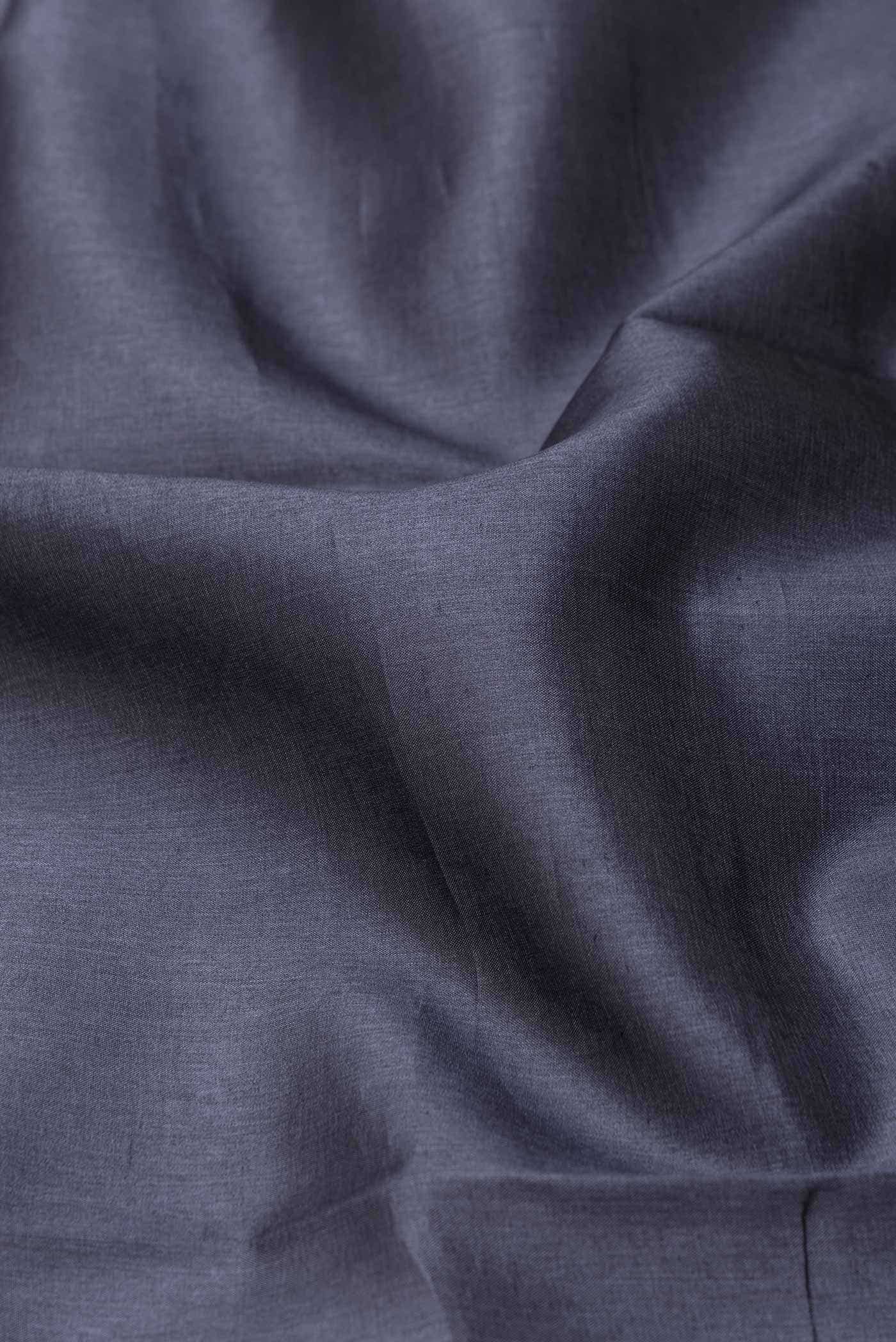 Navy Blue Tussar Silk Saree - Image 2