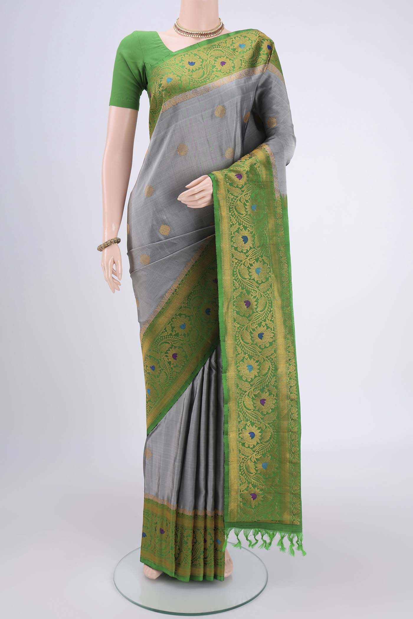 Grey Gadwal Silk Saree