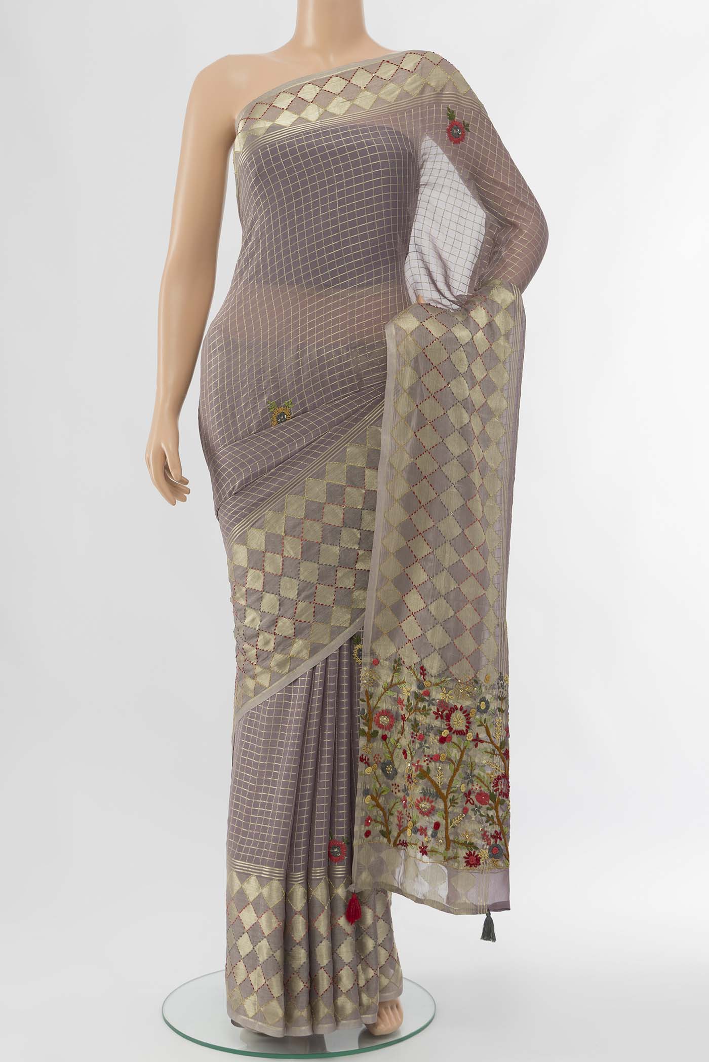 Grey Georgette Saree