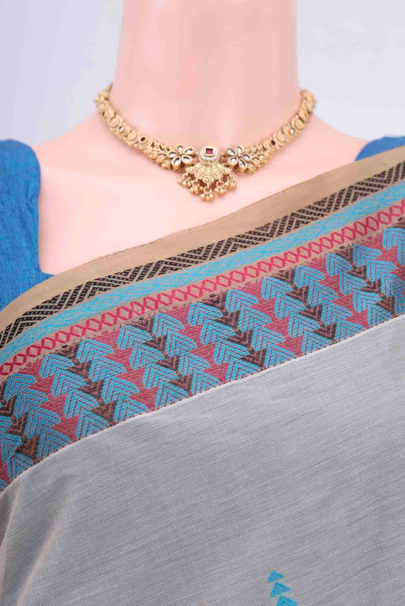 Grey Kanchi Cotton Saree - Image 2