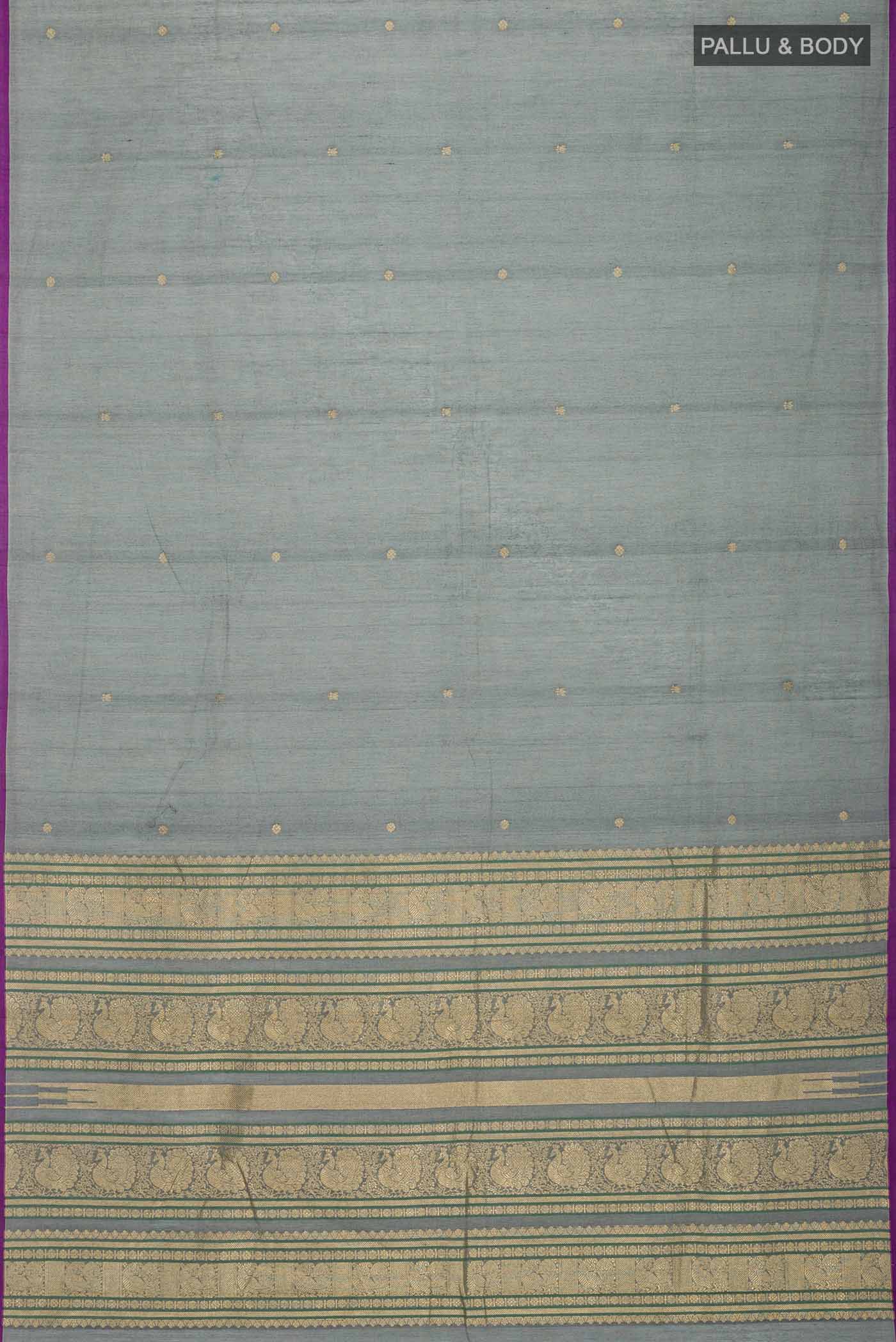 Grey Kanchi Cotton Saree - Image 3