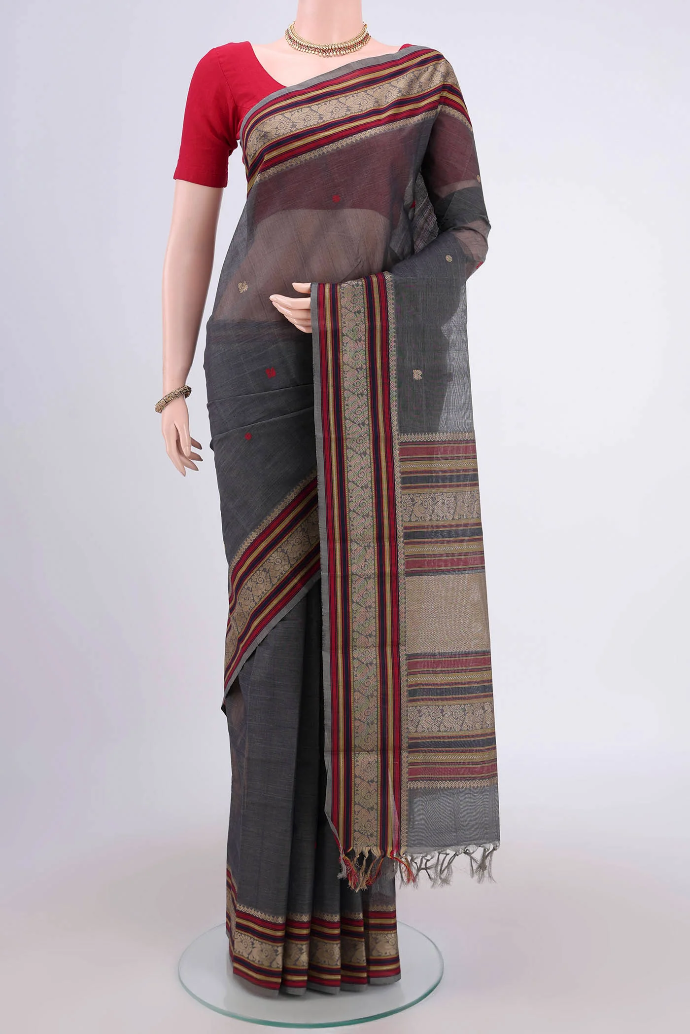 Grey Kanchi Cotton Saree