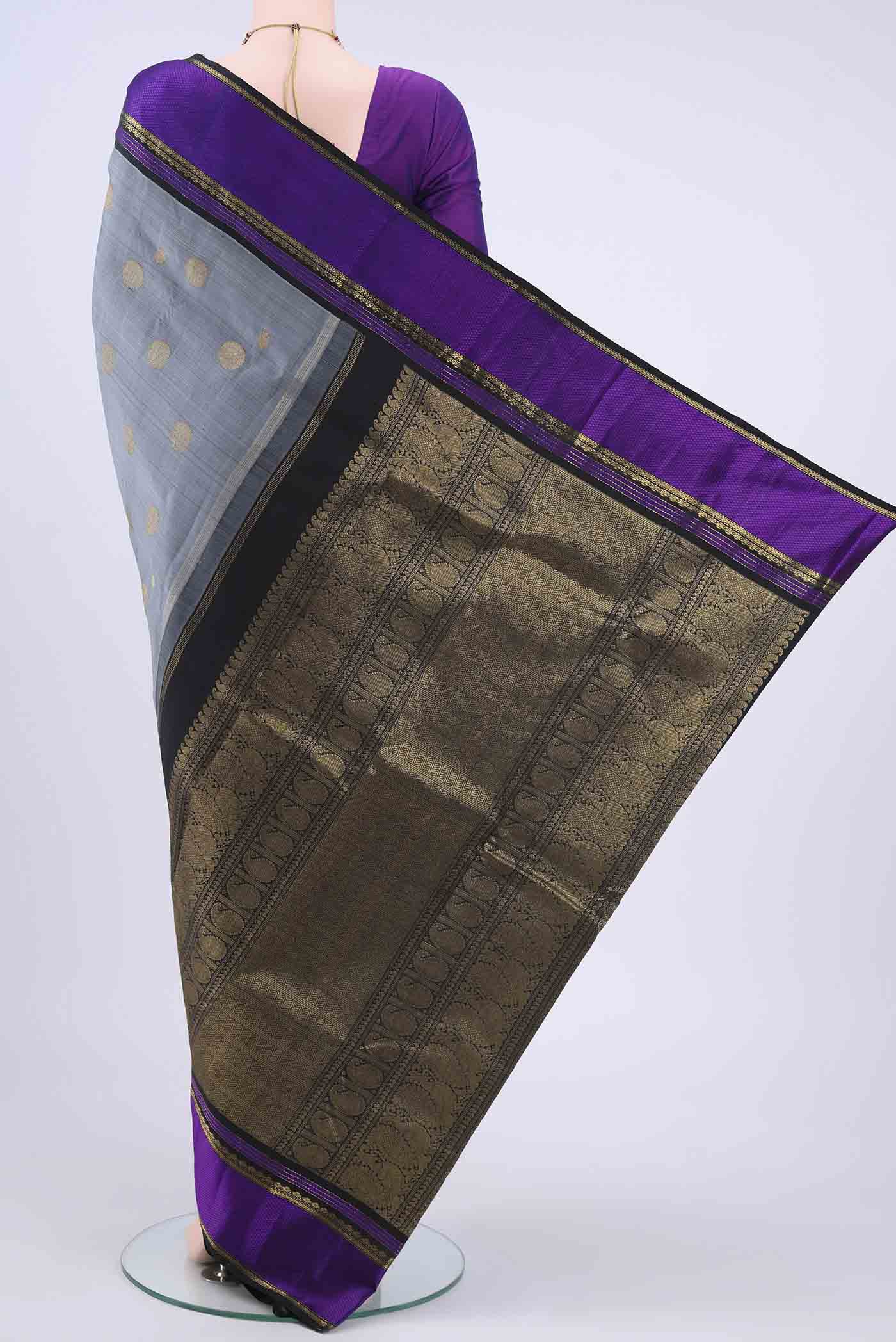 Grey Kanjivaram Saree - Image 3