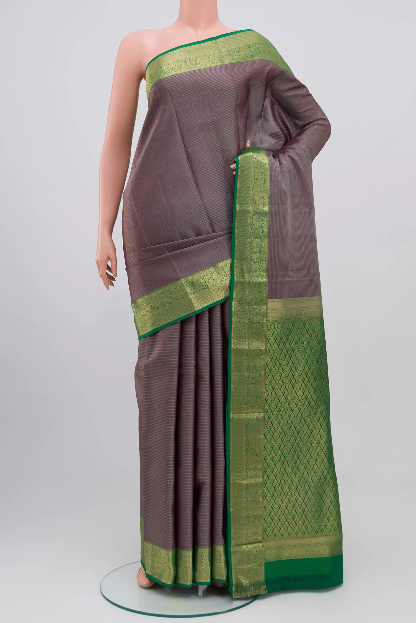 Grey Kanchipuram Silk Saree