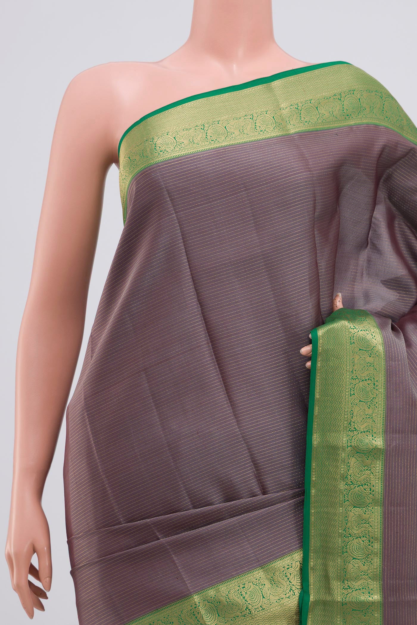 Grey Kanchipuram Silk Saree - Image 2