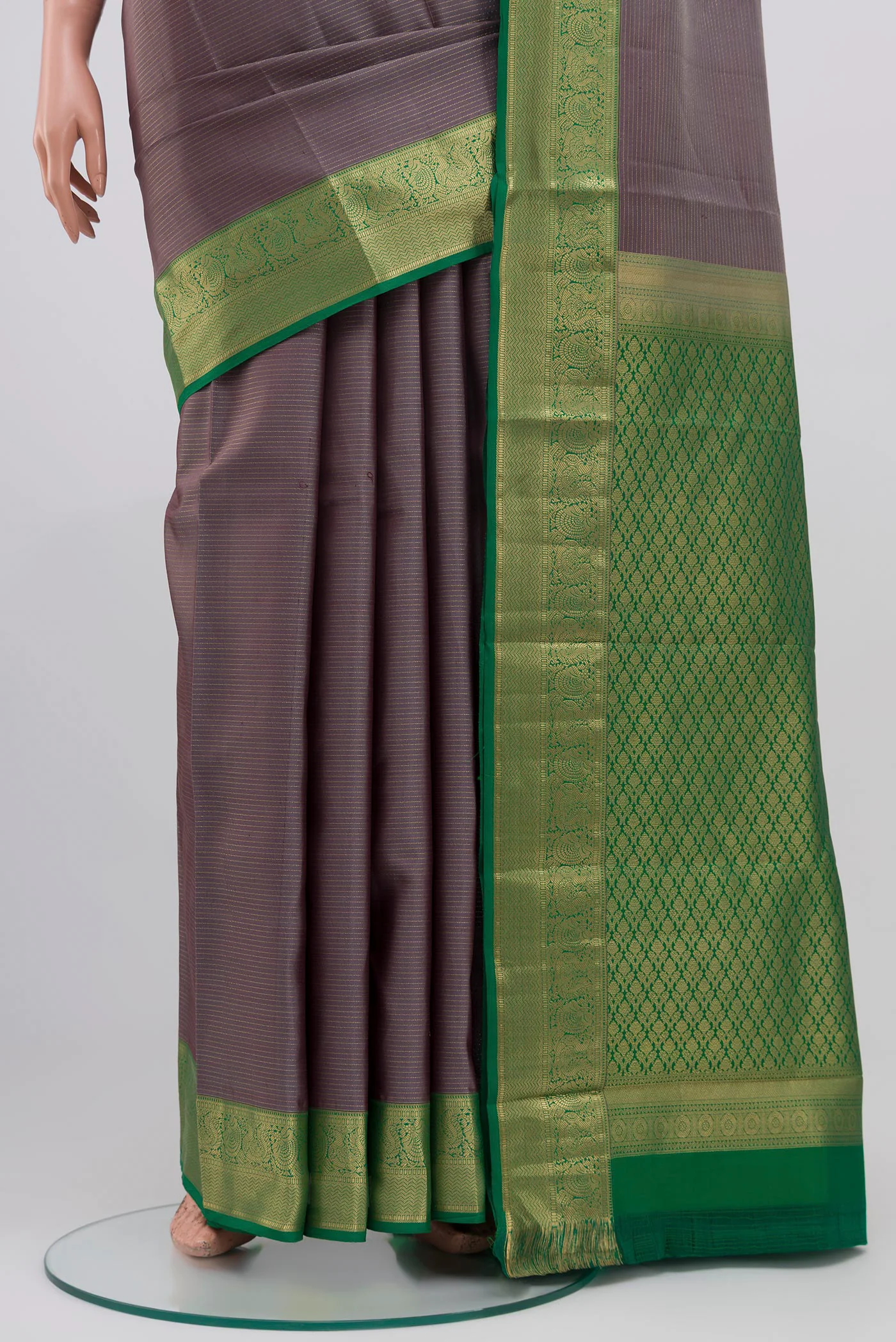 Grey Kanchipuram Silk Saree - Image 3