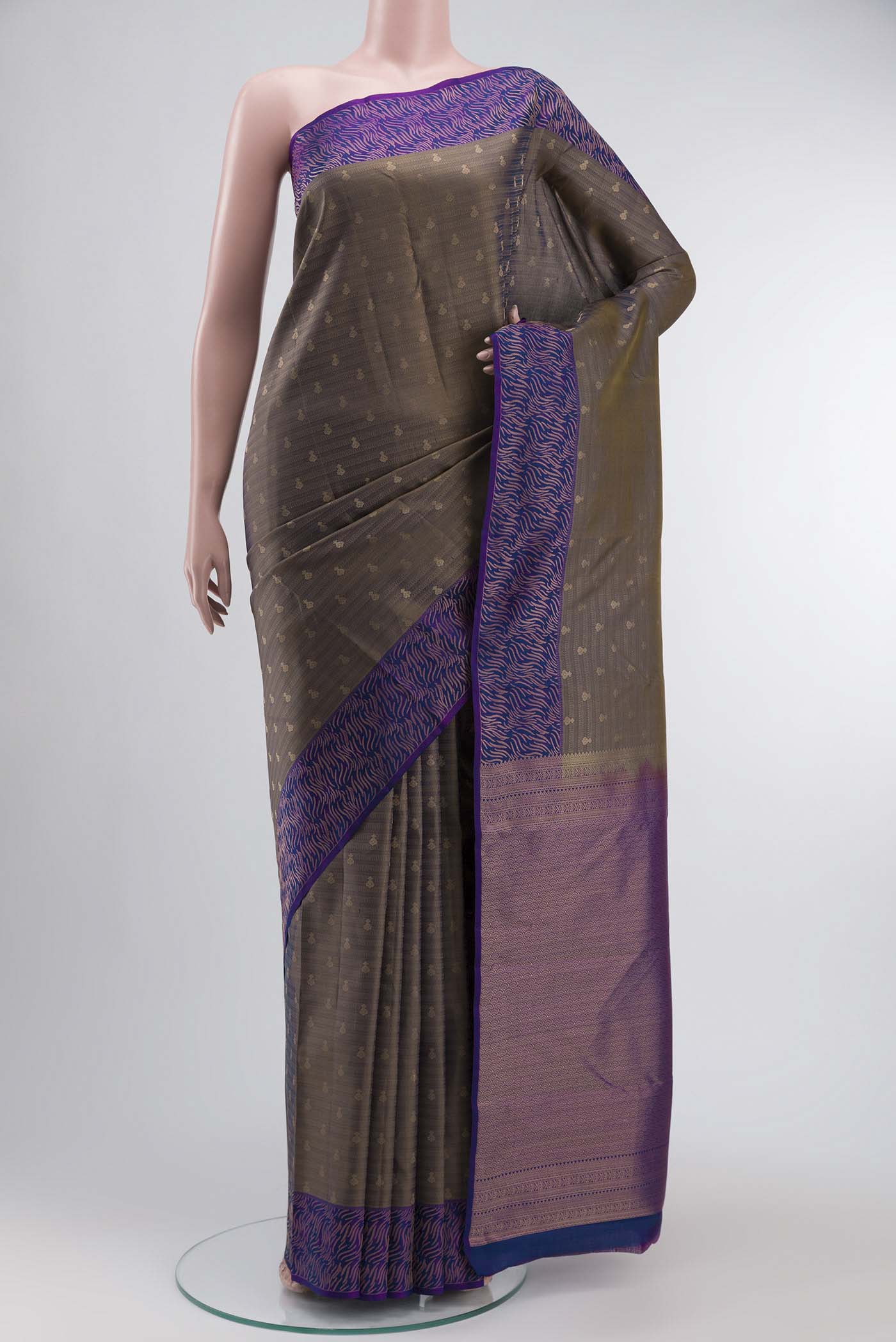 Grey Kanchipuram Silk Saree