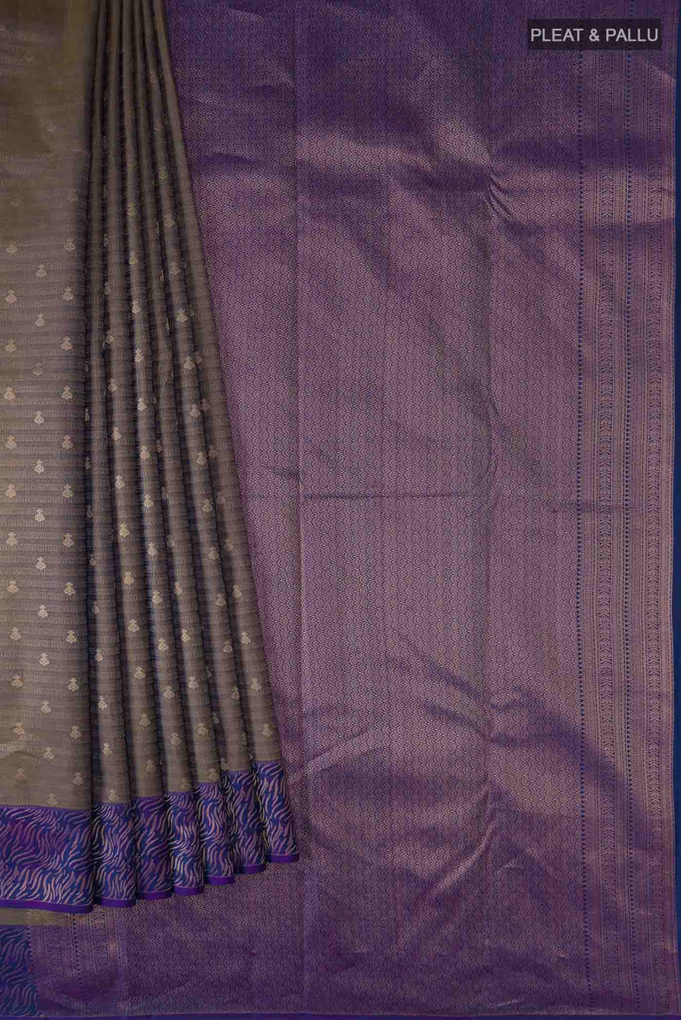 Grey Kanchipuram Silk Saree - Image 4