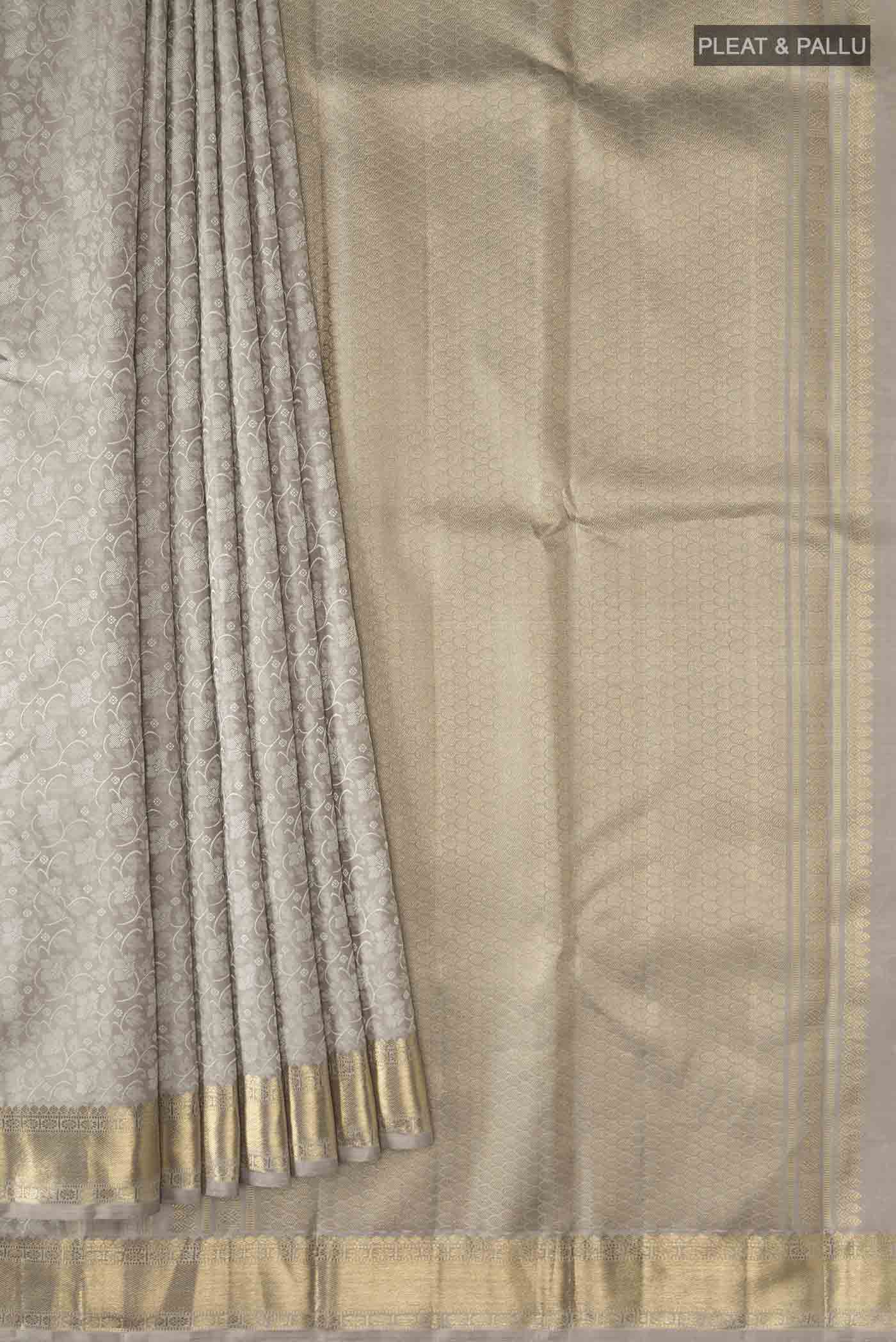 Grey Kanjivaram Silk Saree - Image 4
