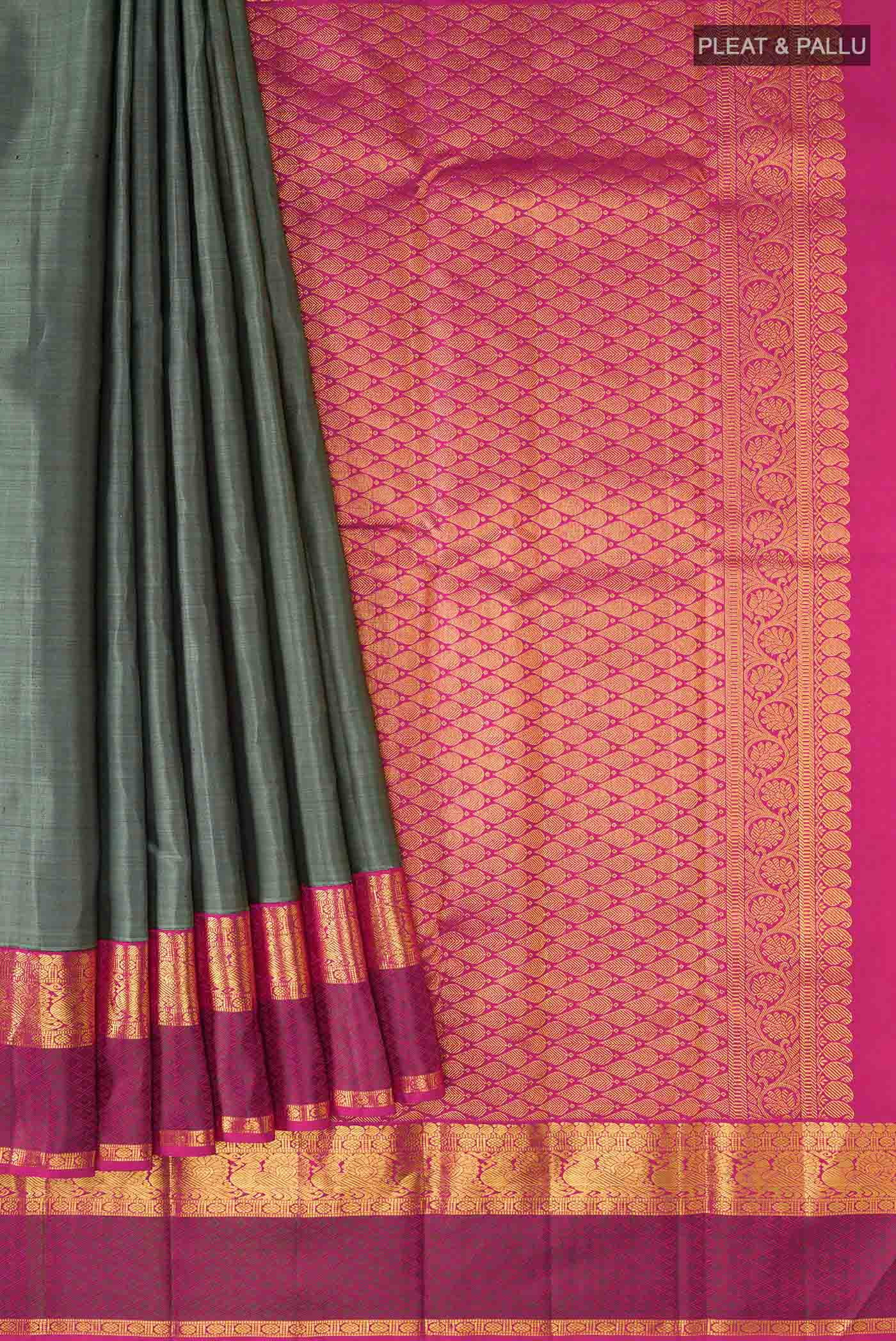 Grey Kanjivaram Silk Saree - Image 4