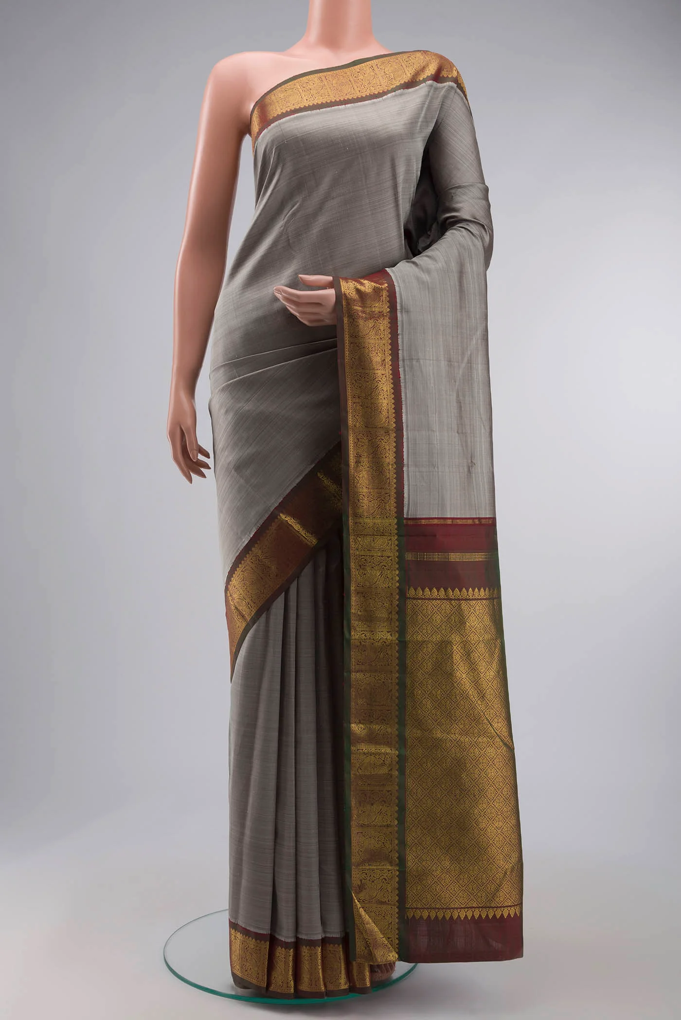 Grey Kanchipuram Silk Saree