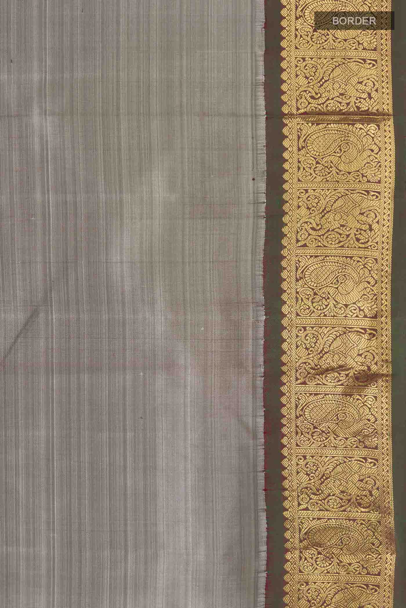 Grey Kanchipuram Silk Saree - Image 3