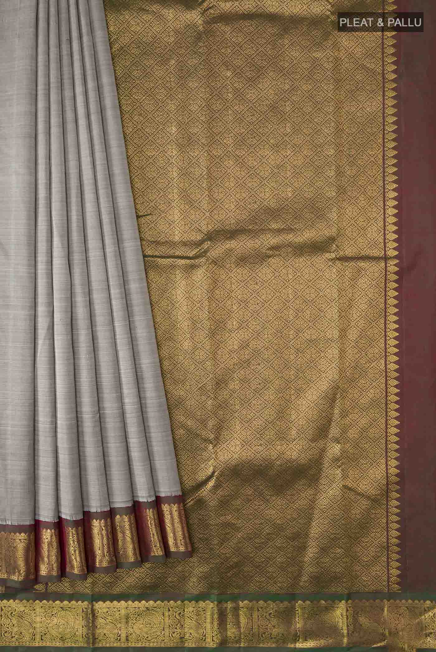 Grey Kanchipuram Silk Saree - Image 4