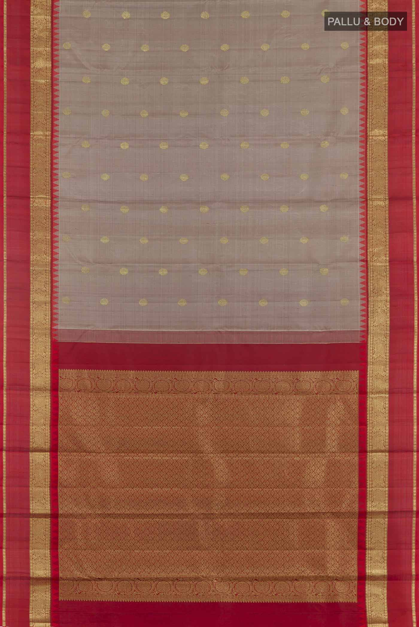 Grey Kanchipuram Silk Saree - Image 3
