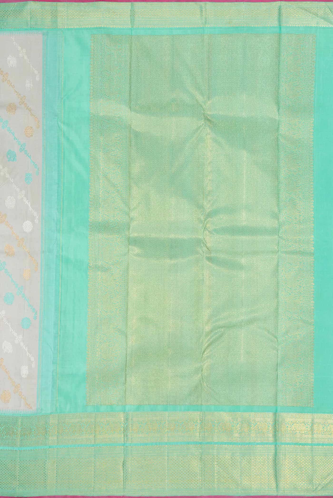 Pure Silk Pure Zari Grey Kanjivaram Saree - Image 5