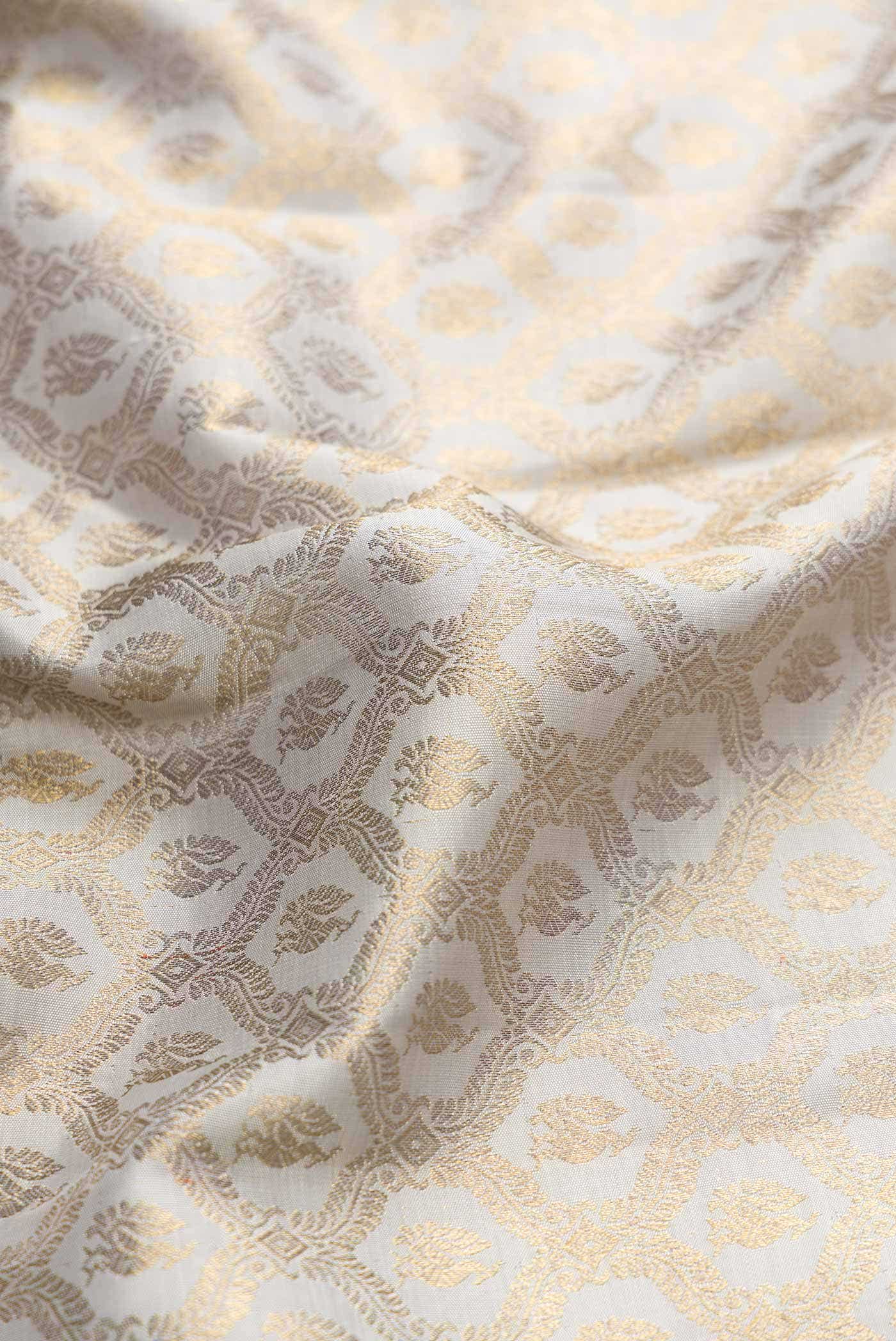 Pure Silk Pure Zari Grey Kanjivaram Saree - Image 3