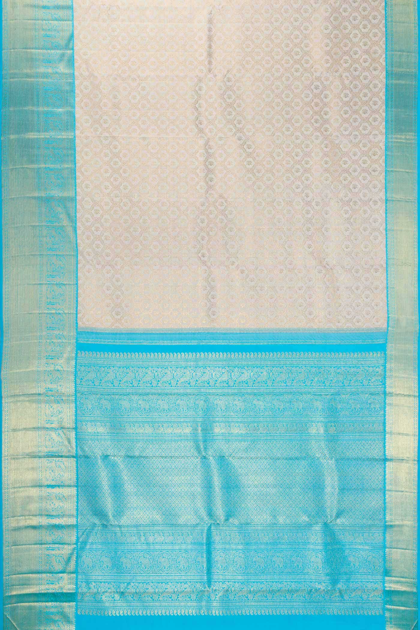 Pure Silk Pure Zari Grey Kanjivaram Saree - Image 4