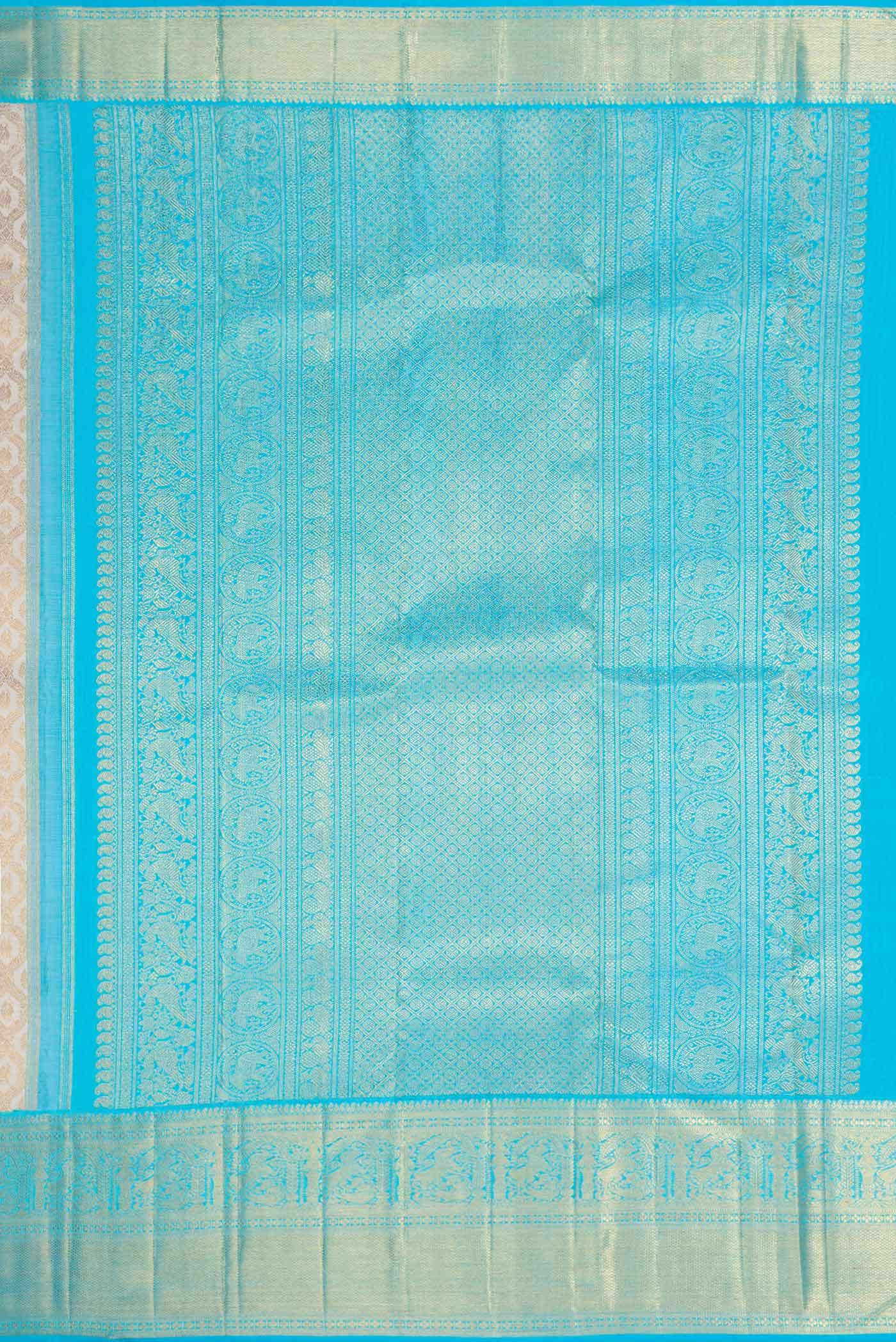Pure Silk Pure Zari Grey Kanjivaram Saree - Image 5