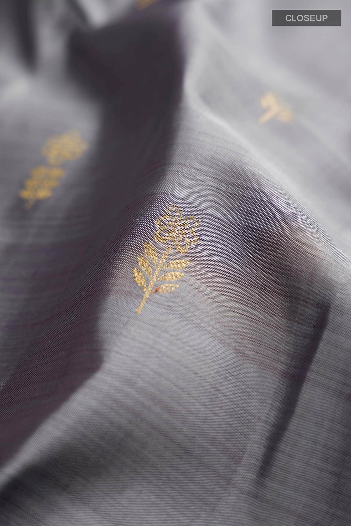 Grey Kanchipuram Silk Saree - Image 3