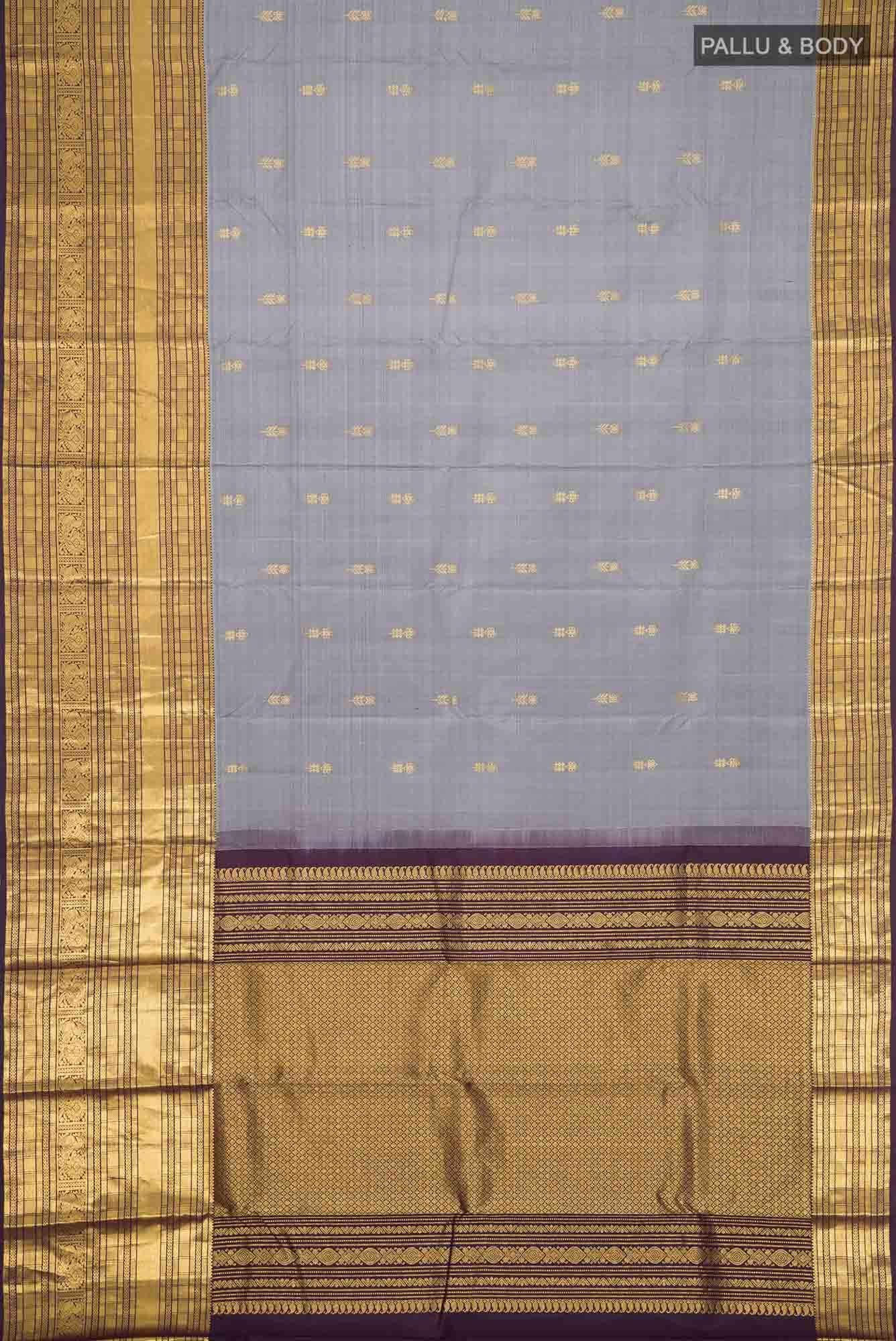 Grey Kanchipuram Silk Saree - Image 4