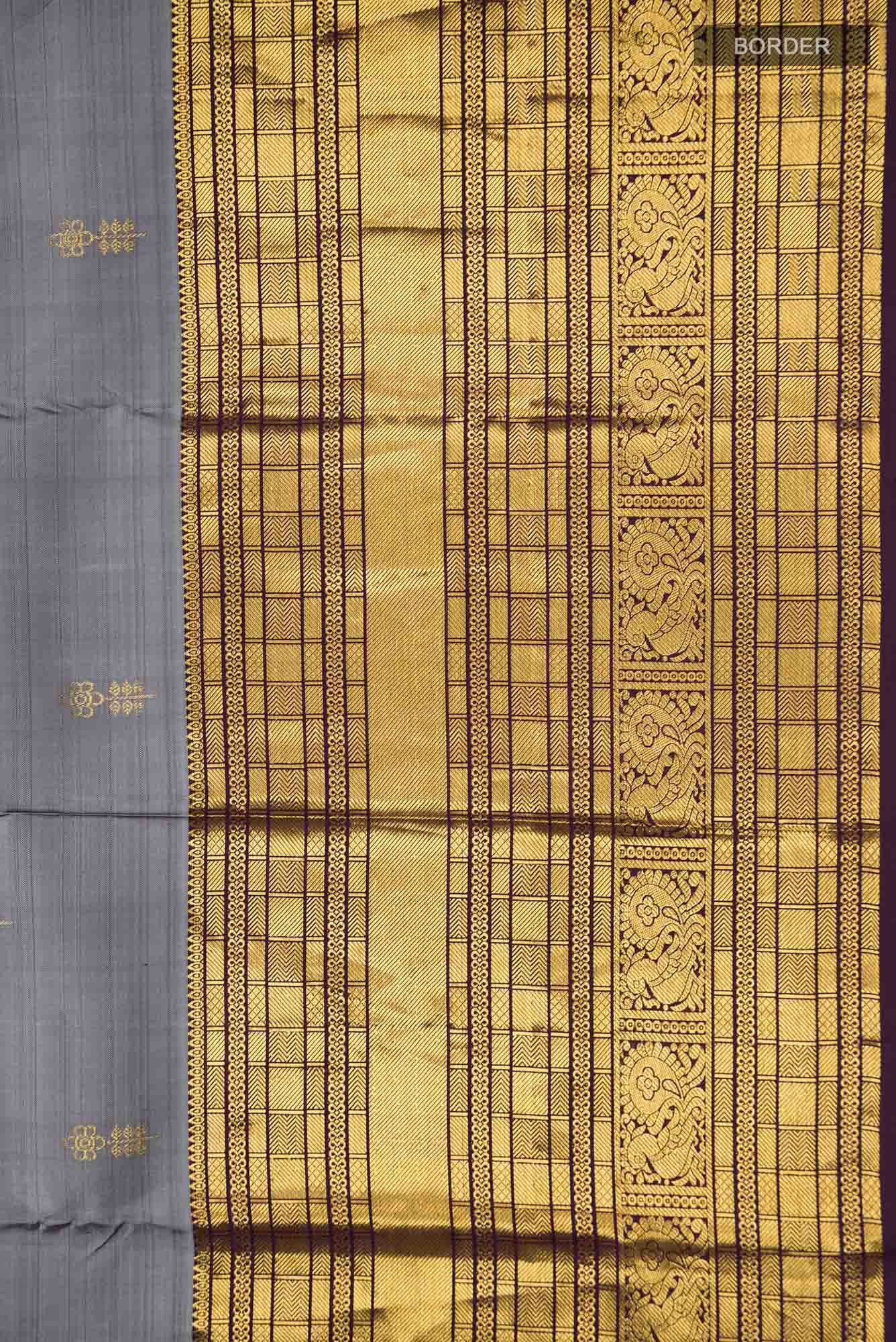 Grey Kanchipuram Silk Saree - Image 5