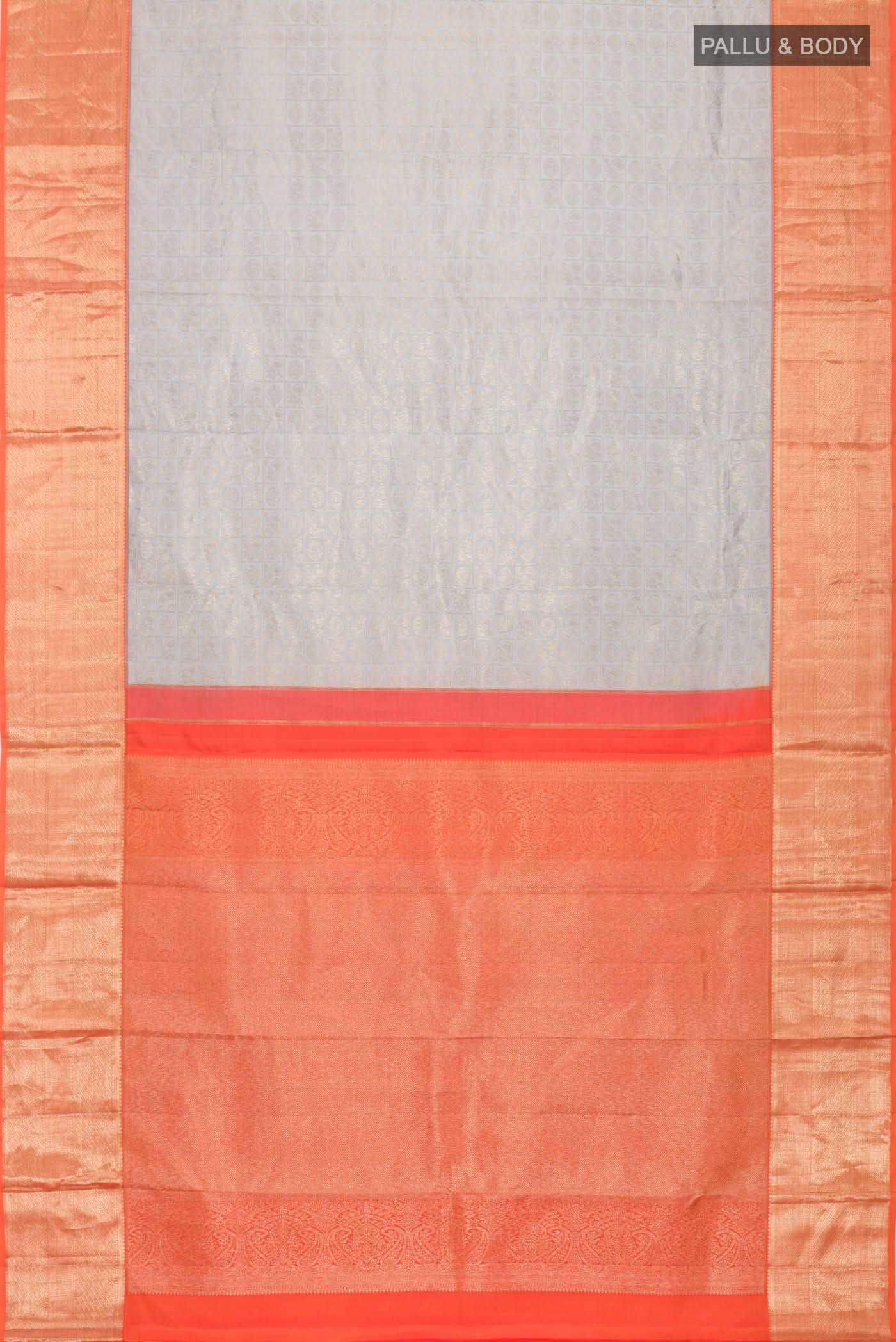 Grey Kanchipuram Silk Saree - Image 4