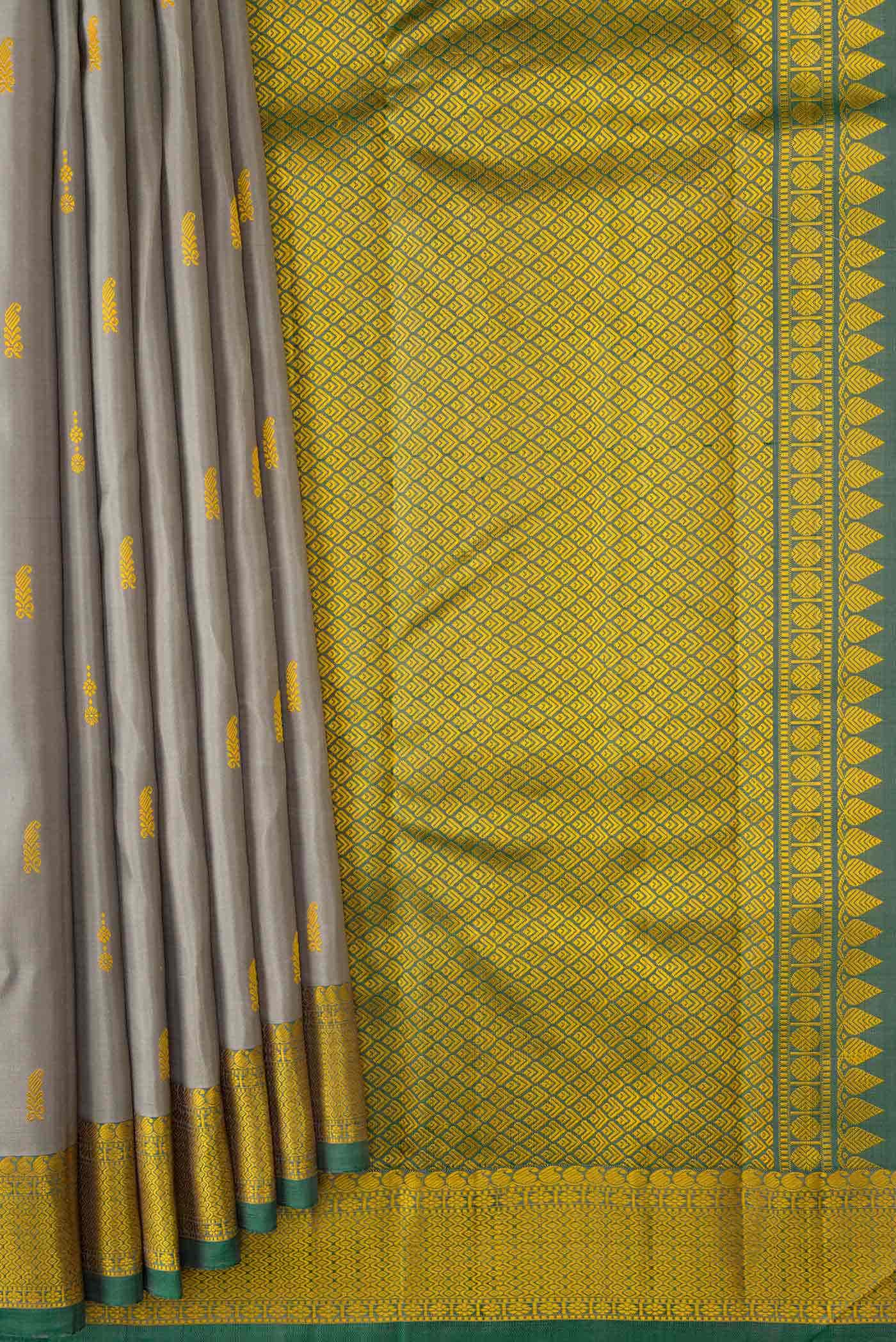 Grey Kanchipuram Silk Saree - Image 2