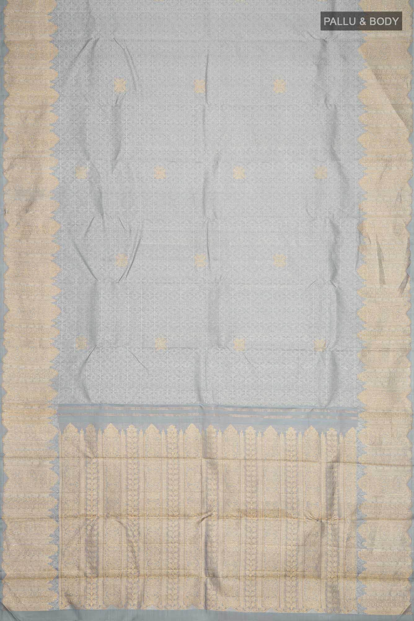 Grey Kanchipuram Silk Saree - Image 4