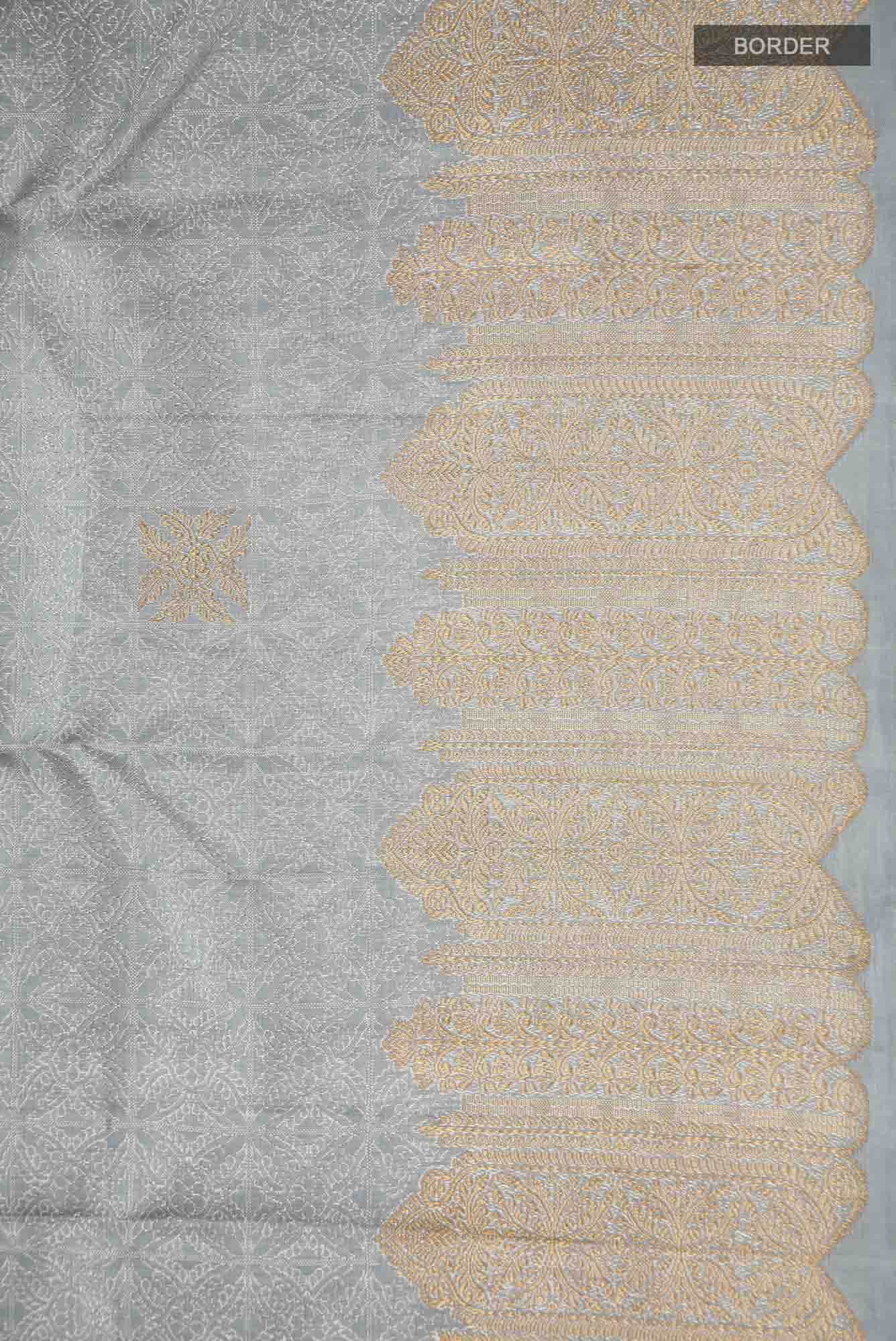Grey Kanchipuram Silk Saree - Image 6