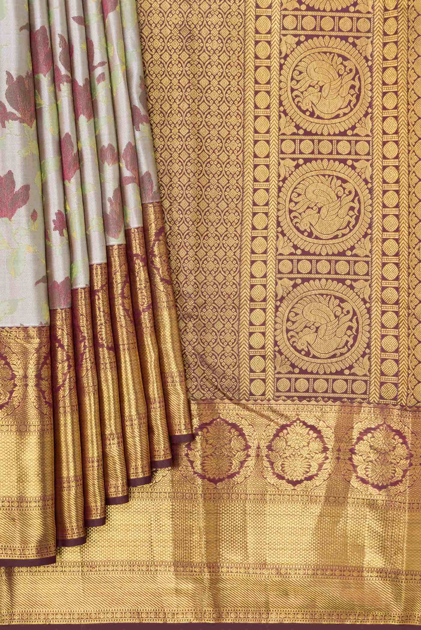 Grey Kanchipuram Silk Saree - Image 2
